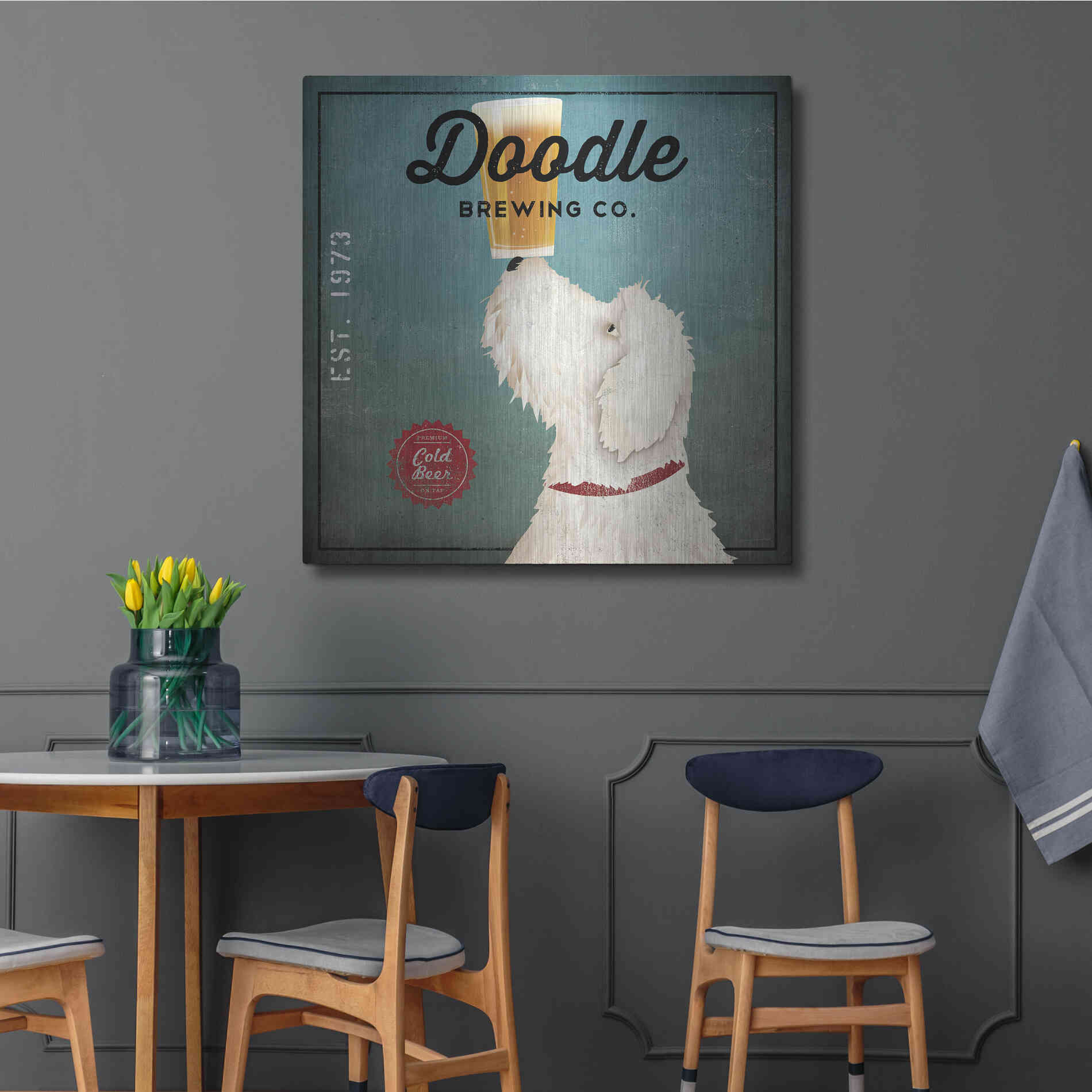 Luxe Metal Art 'Doodle Beer' by Ryan Fowler, Metal Wall Art,36x36