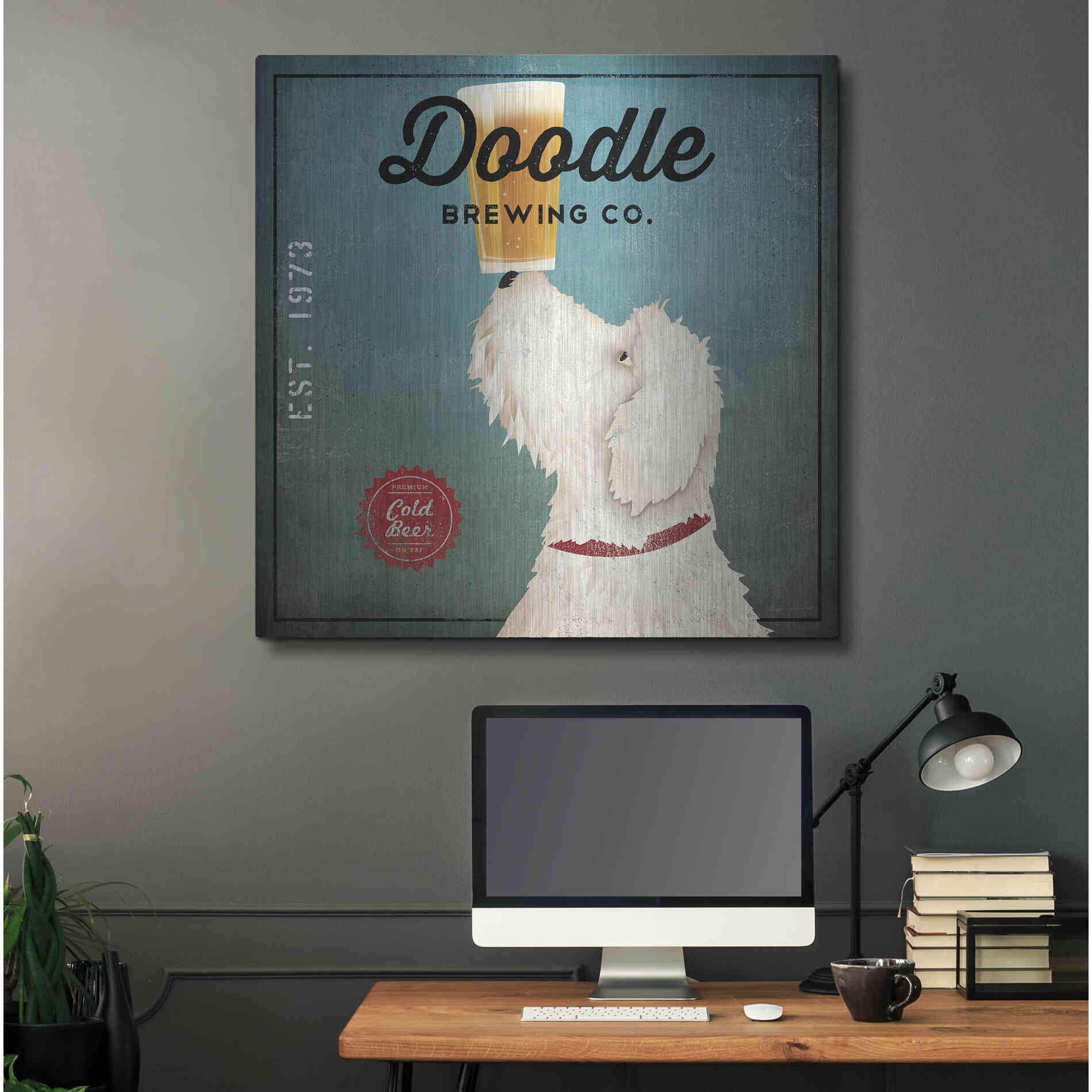 Luxe Metal Art 'Doodle Beer' by Ryan Fowler, Metal Wall Art,36x36