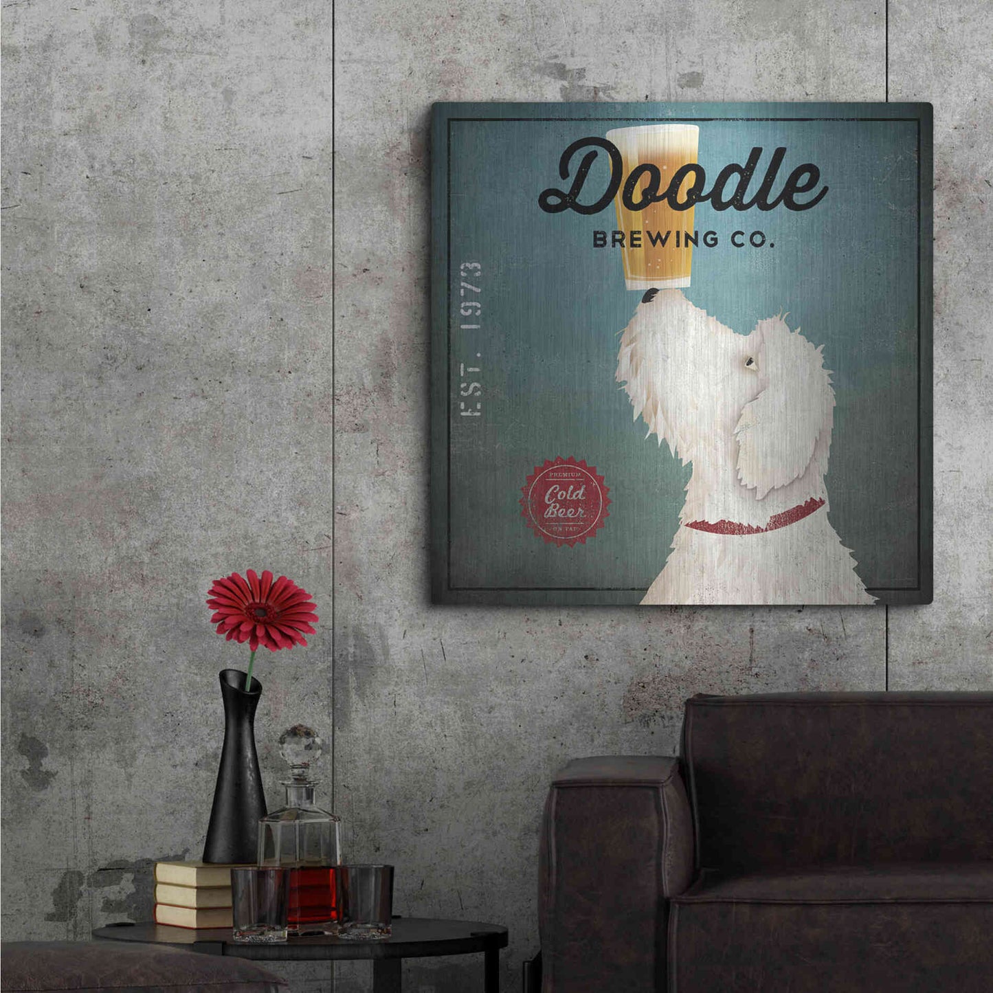 Luxe Metal Art 'Doodle Beer' by Ryan Fowler, Metal Wall Art,36x36