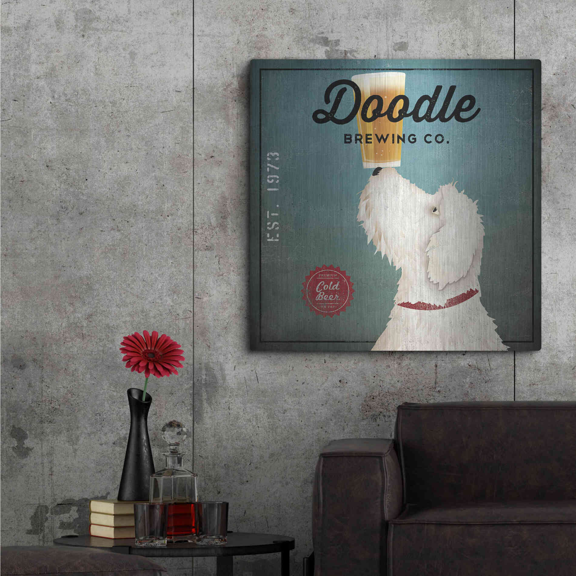 Luxe Metal Art 'Doodle Beer' by Ryan Fowler, Metal Wall Art,36x36