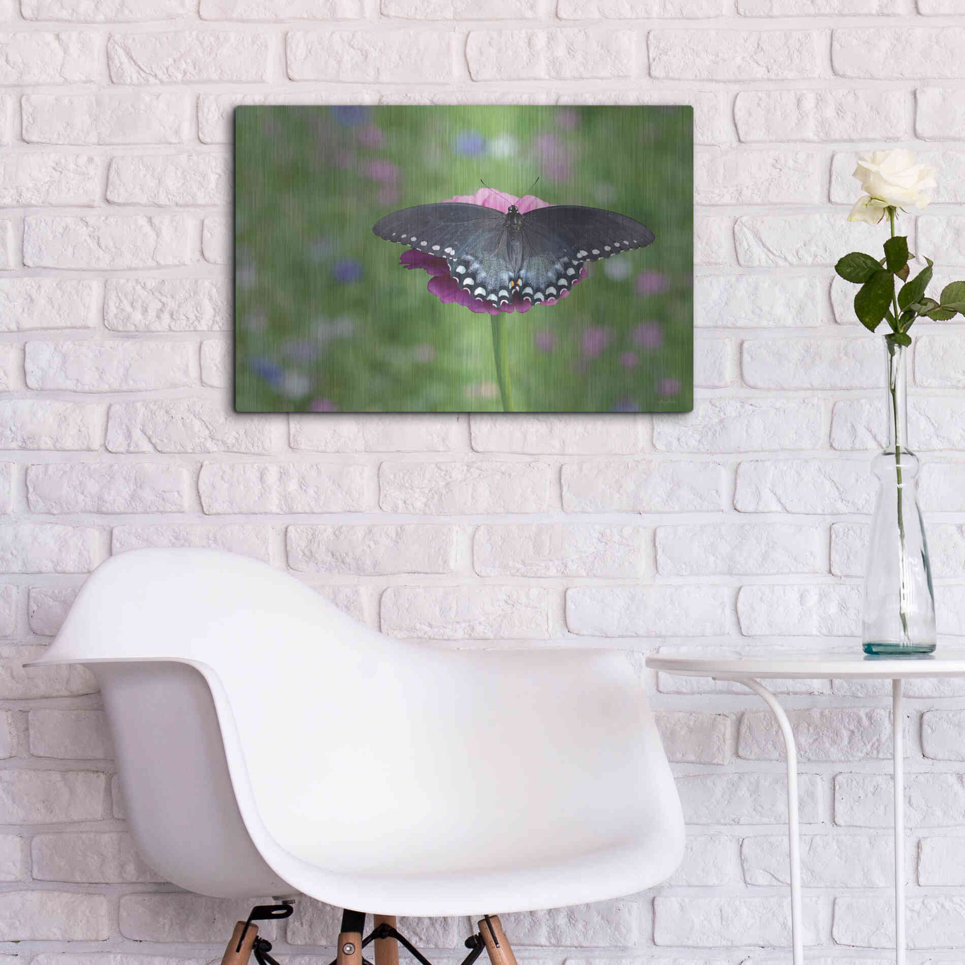 Luxe Metal Art 'Butterfly Resting Spot II' by Lori Deiter, Metal Wall Art,24x16