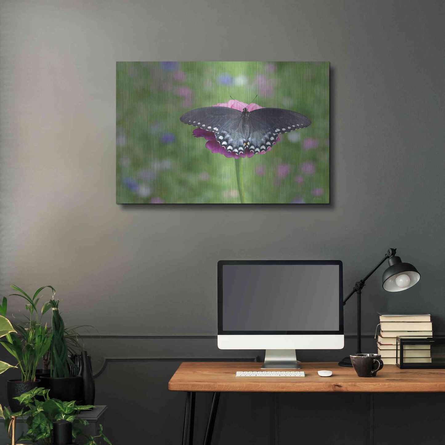 Luxe Metal Art 'Butterfly Resting Spot II' by Lori Deiter, Metal Wall Art,36x24