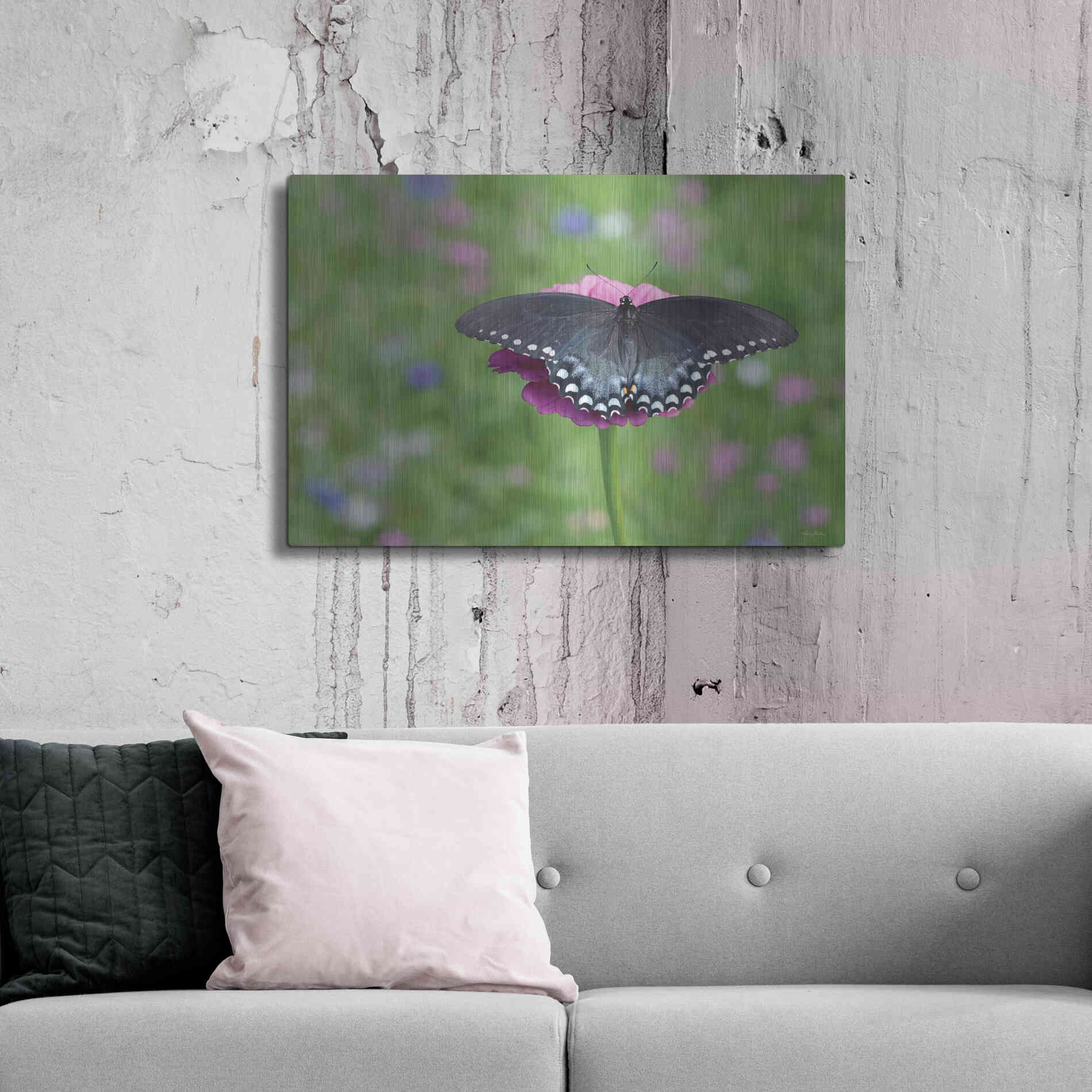 Luxe Metal Art 'Butterfly Resting Spot II' by Lori Deiter, Metal Wall Art,36x24