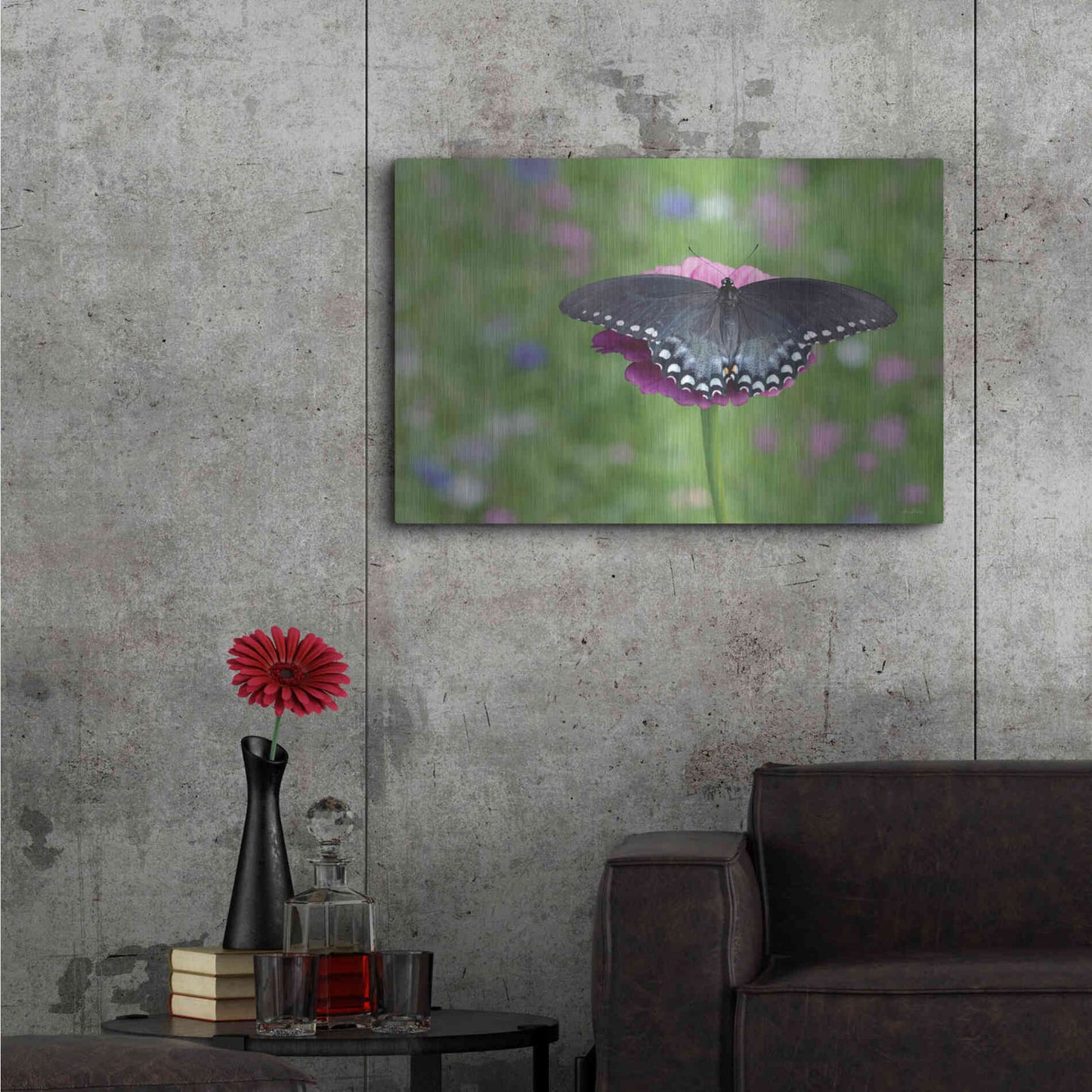 Luxe Metal Art 'Butterfly Resting Spot II' by Lori Deiter, Metal Wall Art,36x24