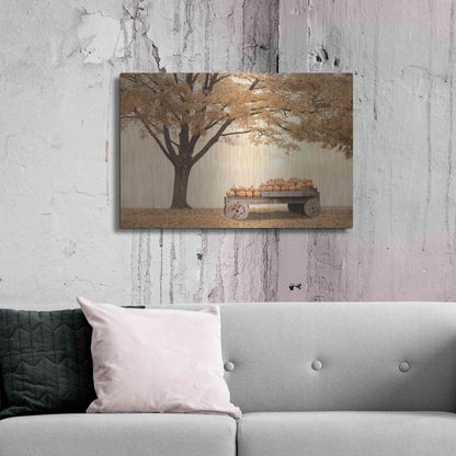 Luxe Metal Art 'Autumn Leaves and Pumpkins Please' by Lori Deiter, Metal Wall Art,36x24