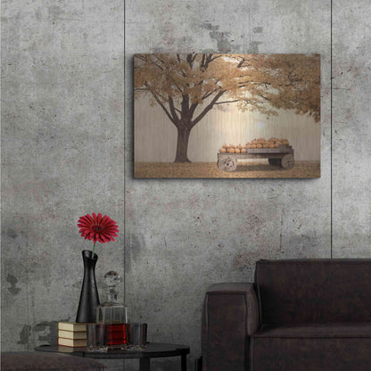Luxe Metal Art 'Autumn Leaves and Pumpkins Please' by Lori Deiter, Metal Wall Art,36x24