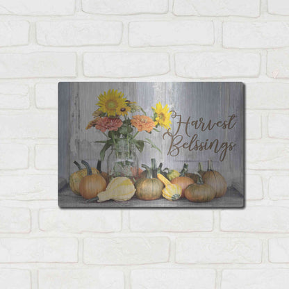 Luxe Metal Art 'Harvest Blessings' by Lori Deiter, Metal Wall Art,16x12