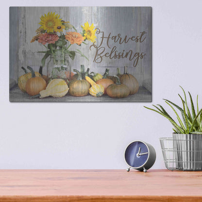 Luxe Metal Art 'Harvest Blessings' by Lori Deiter, Metal Wall Art,16x12