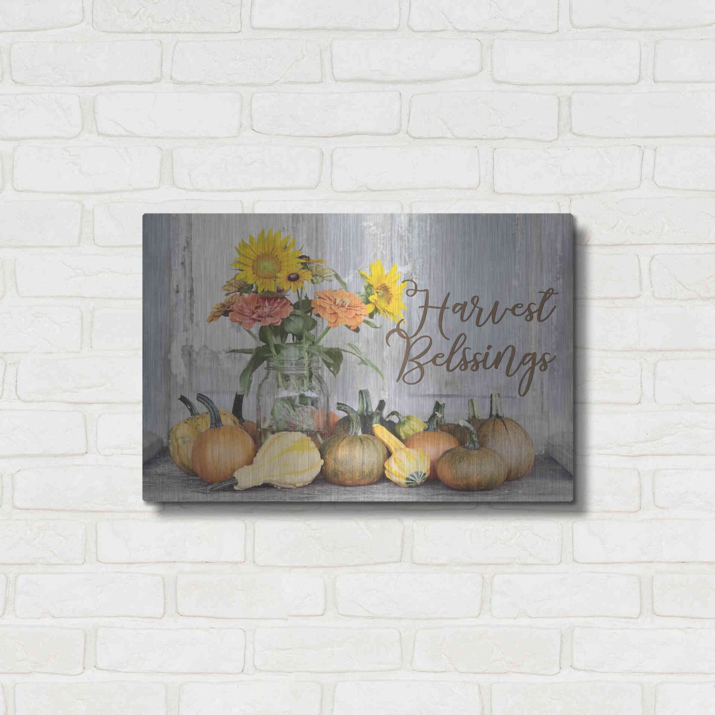 Luxe Metal Art 'Harvest Blessings' by Lori Deiter, Metal Wall Art,24x16