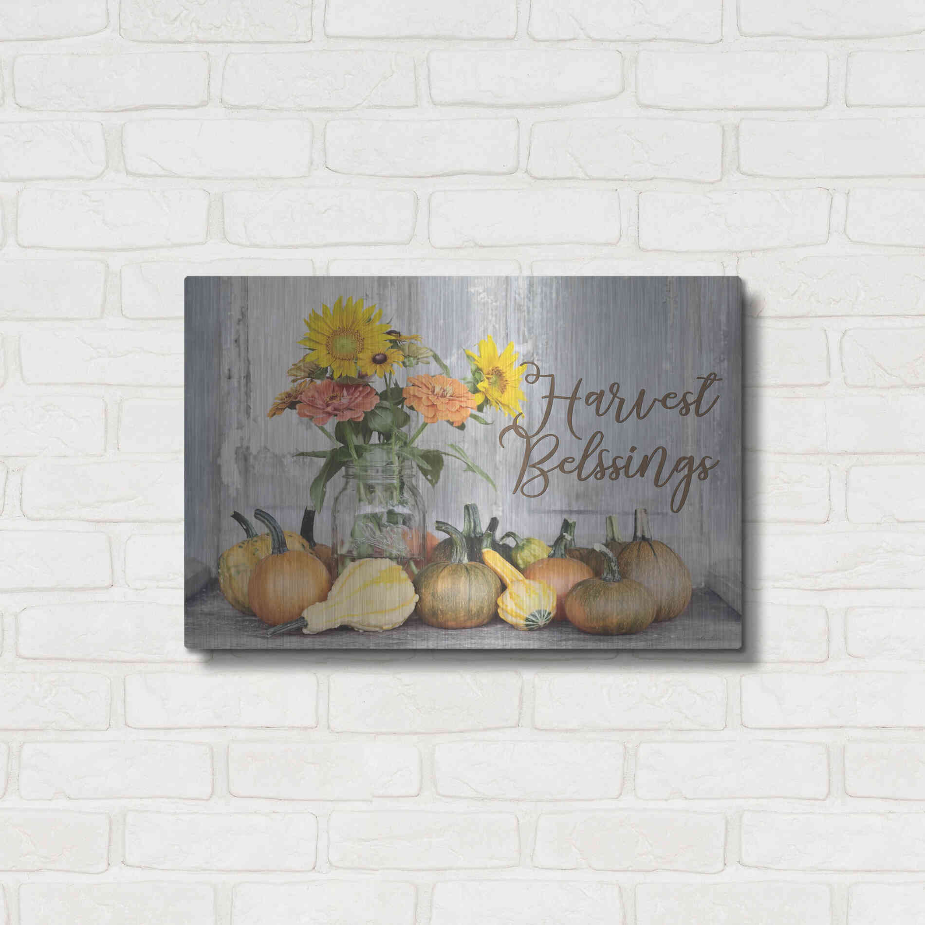 Luxe Metal Art 'Harvest Blessings' by Lori Deiter, Metal Wall Art,24x16