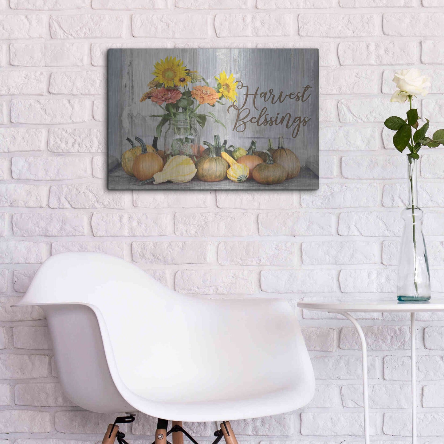 Luxe Metal Art 'Harvest Blessings' by Lori Deiter, Metal Wall Art,24x16