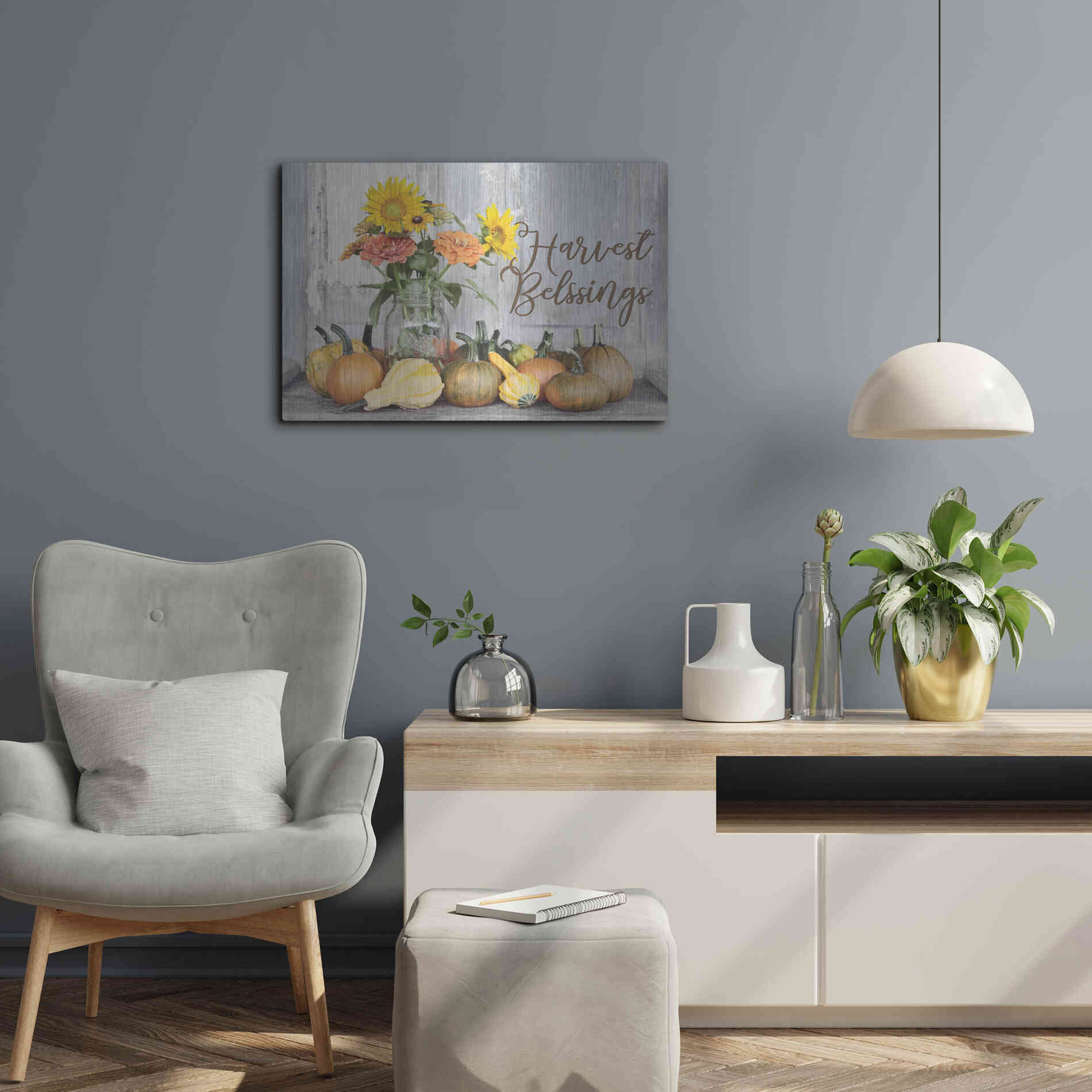 Luxe Metal Art 'Harvest Blessings' by Lori Deiter, Metal Wall Art,24x16