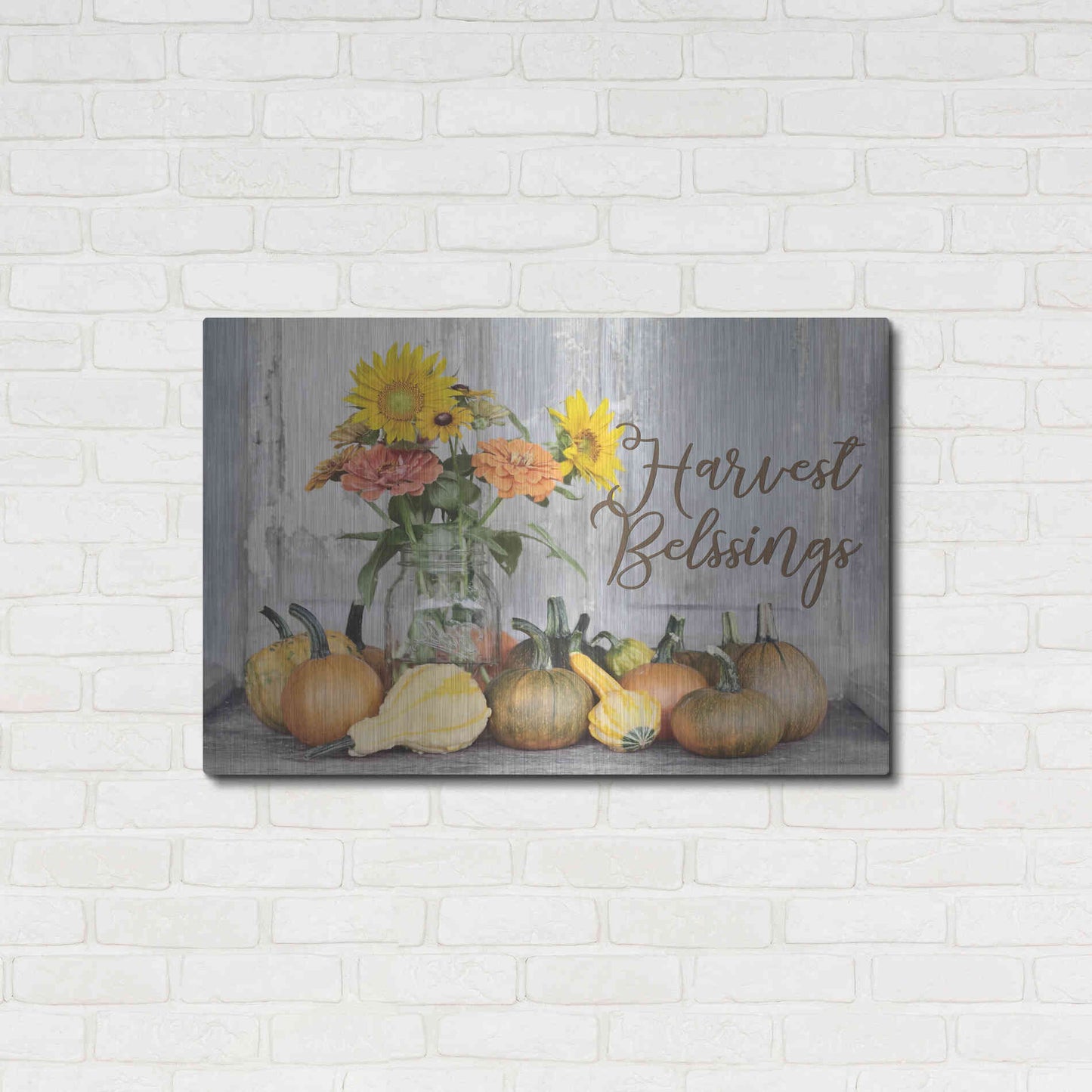 Luxe Metal Art 'Harvest Blessings' by Lori Deiter, Metal Wall Art,36x24