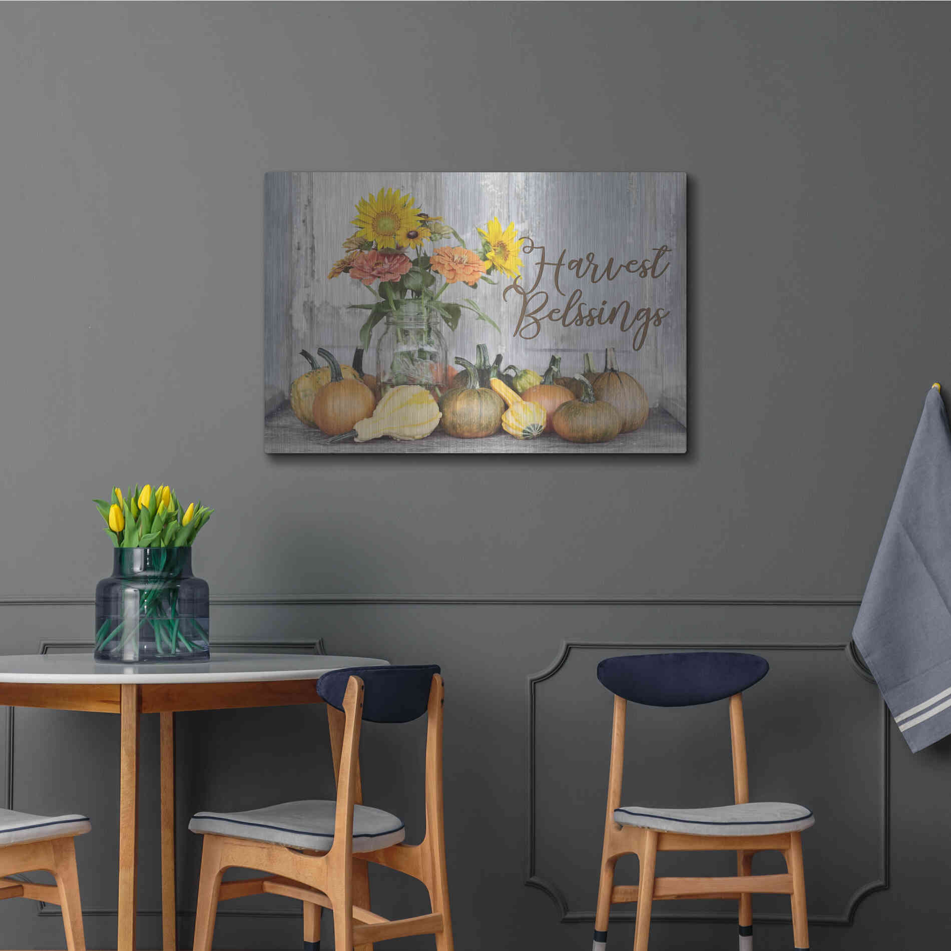 Luxe Metal Art 'Harvest Blessings' by Lori Deiter, Metal Wall Art,36x24