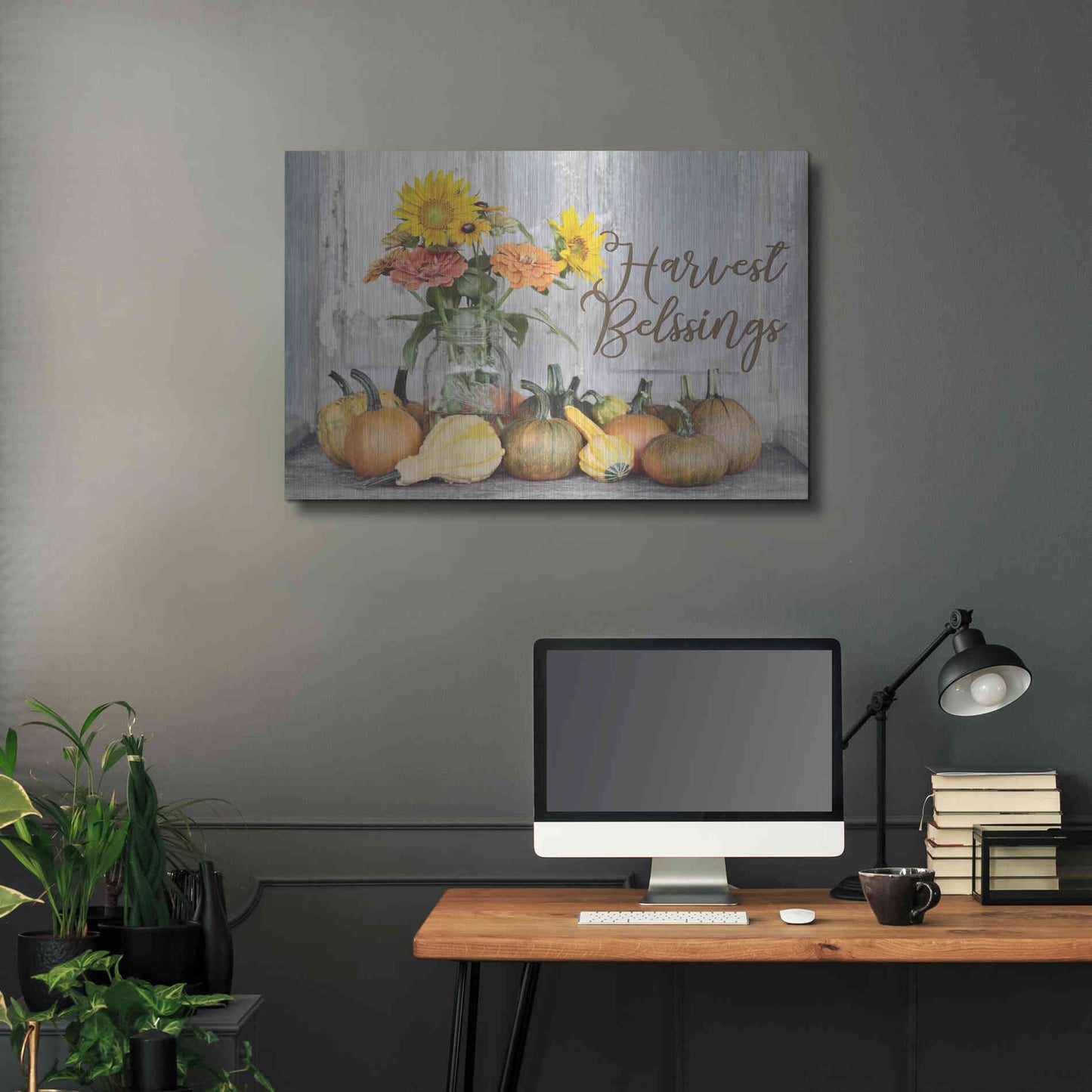 Luxe Metal Art 'Harvest Blessings' by Lori Deiter, Metal Wall Art,36x24