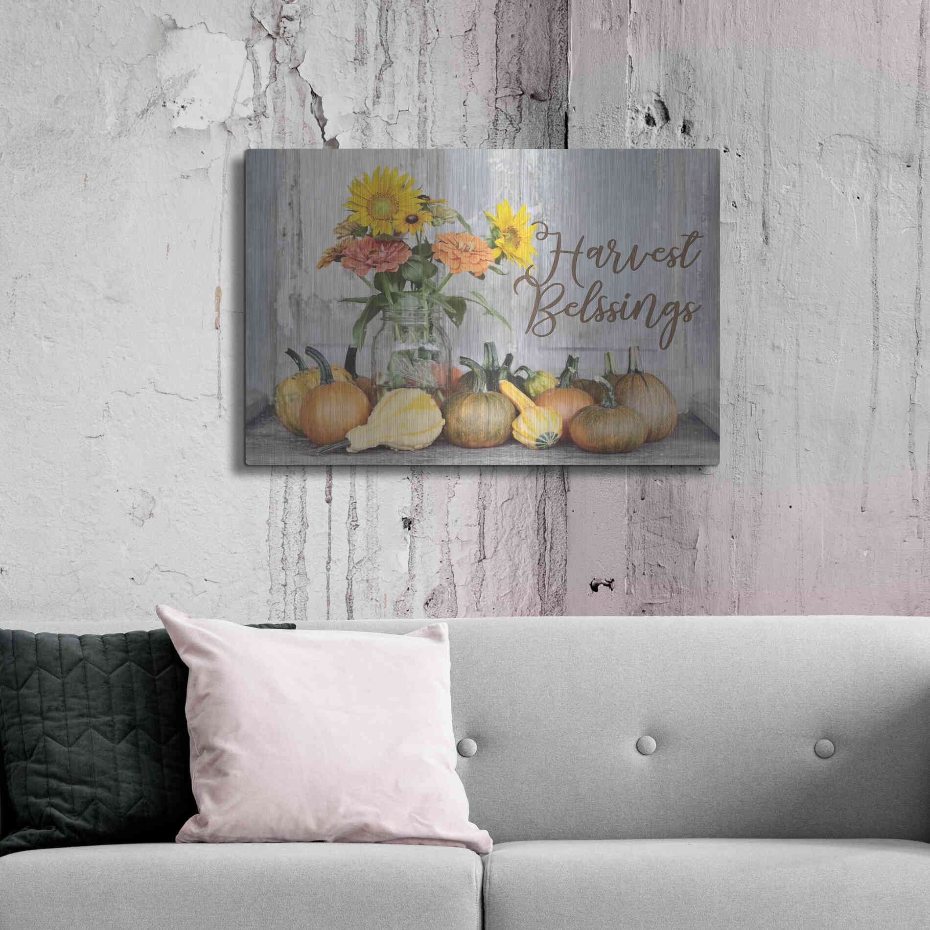 Luxe Metal Art 'Harvest Blessings' by Lori Deiter, Metal Wall Art,36x24