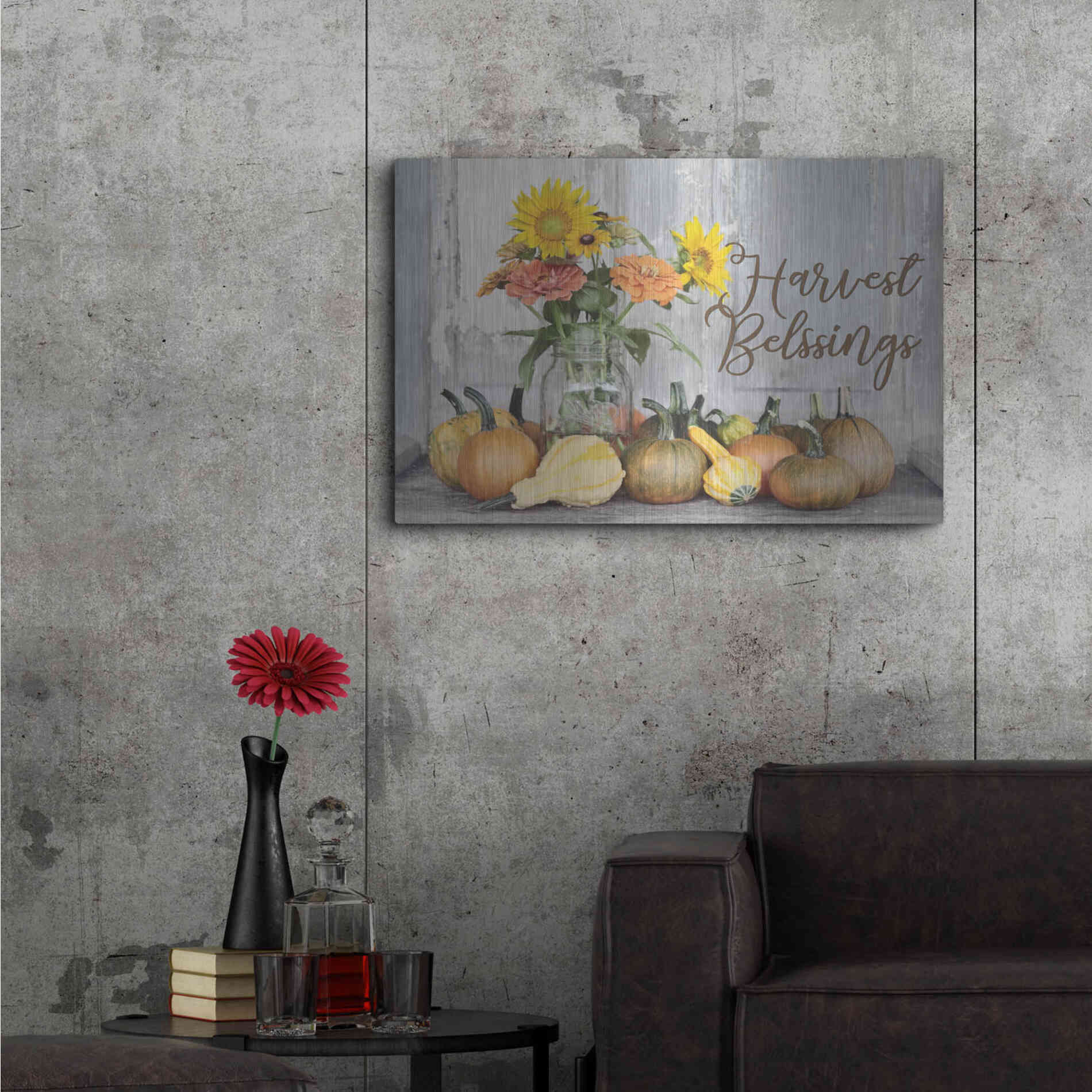 Luxe Metal Art 'Harvest Blessings' by Lori Deiter, Metal Wall Art,36x24