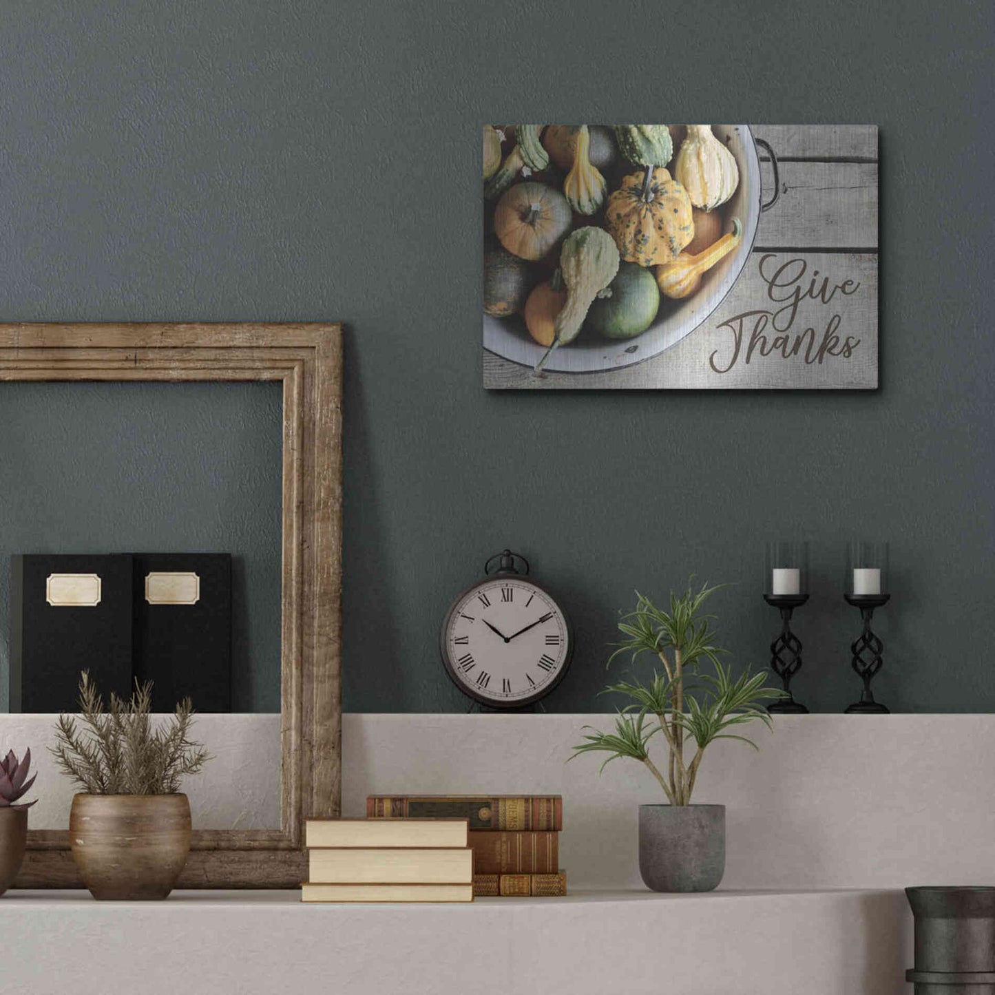 Luxe Metal Art 'Give Thanks' by Lori Deiter, Metal Wall Art,16x12