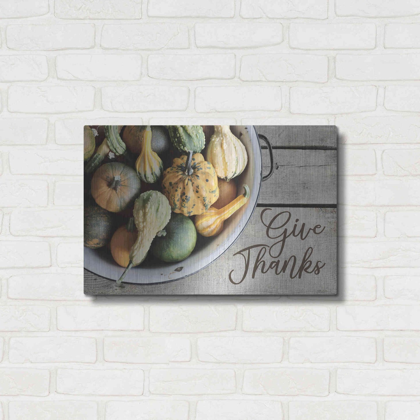 Luxe Metal Art 'Give Thanks' by Lori Deiter, Metal Wall Art,24x16
