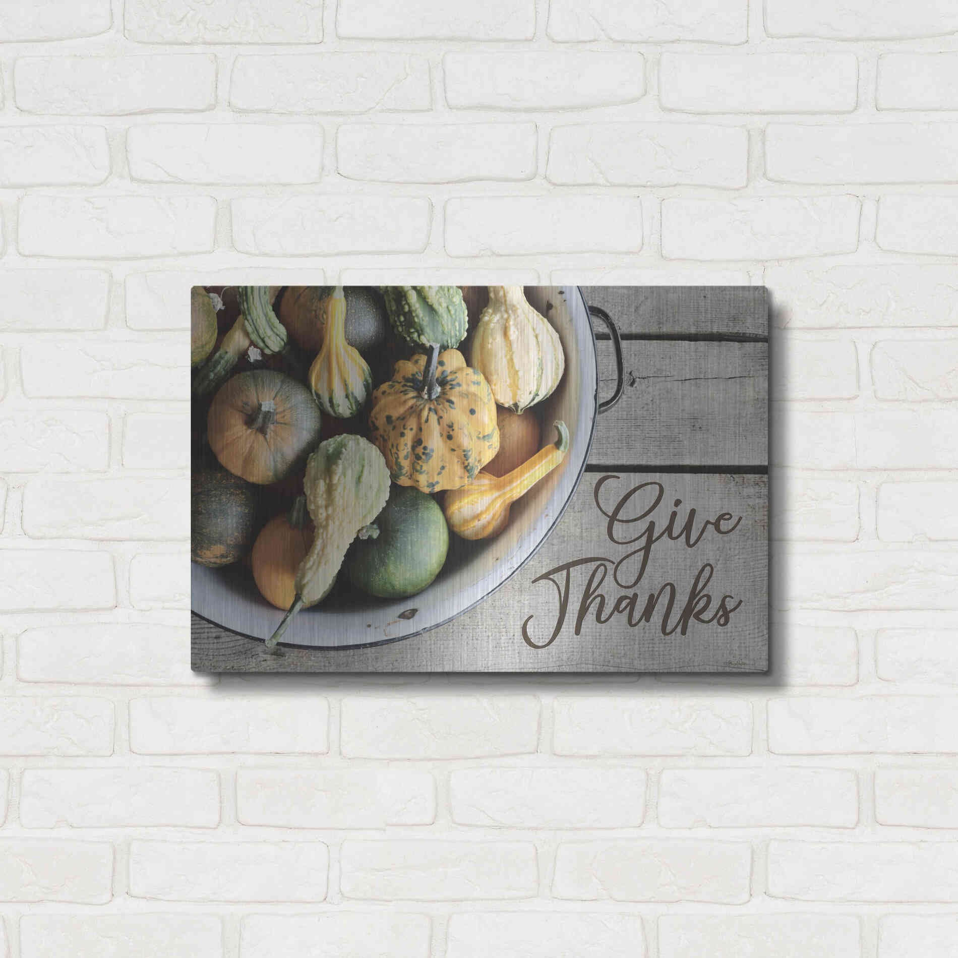Luxe Metal Art 'Give Thanks' by Lori Deiter, Metal Wall Art,24x16