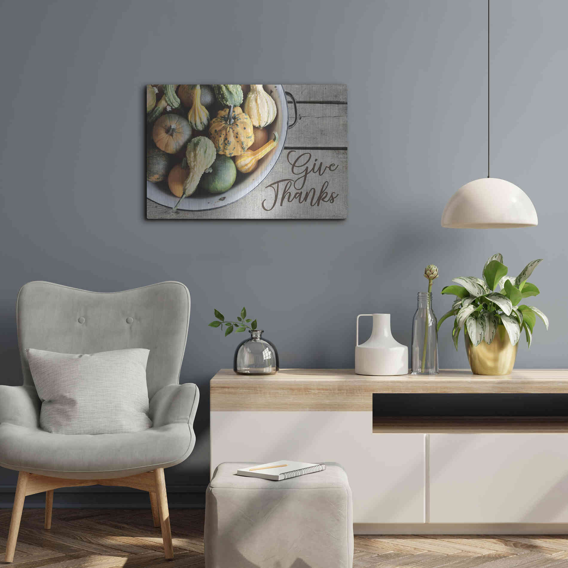 Luxe Metal Art 'Give Thanks' by Lori Deiter, Metal Wall Art,24x16