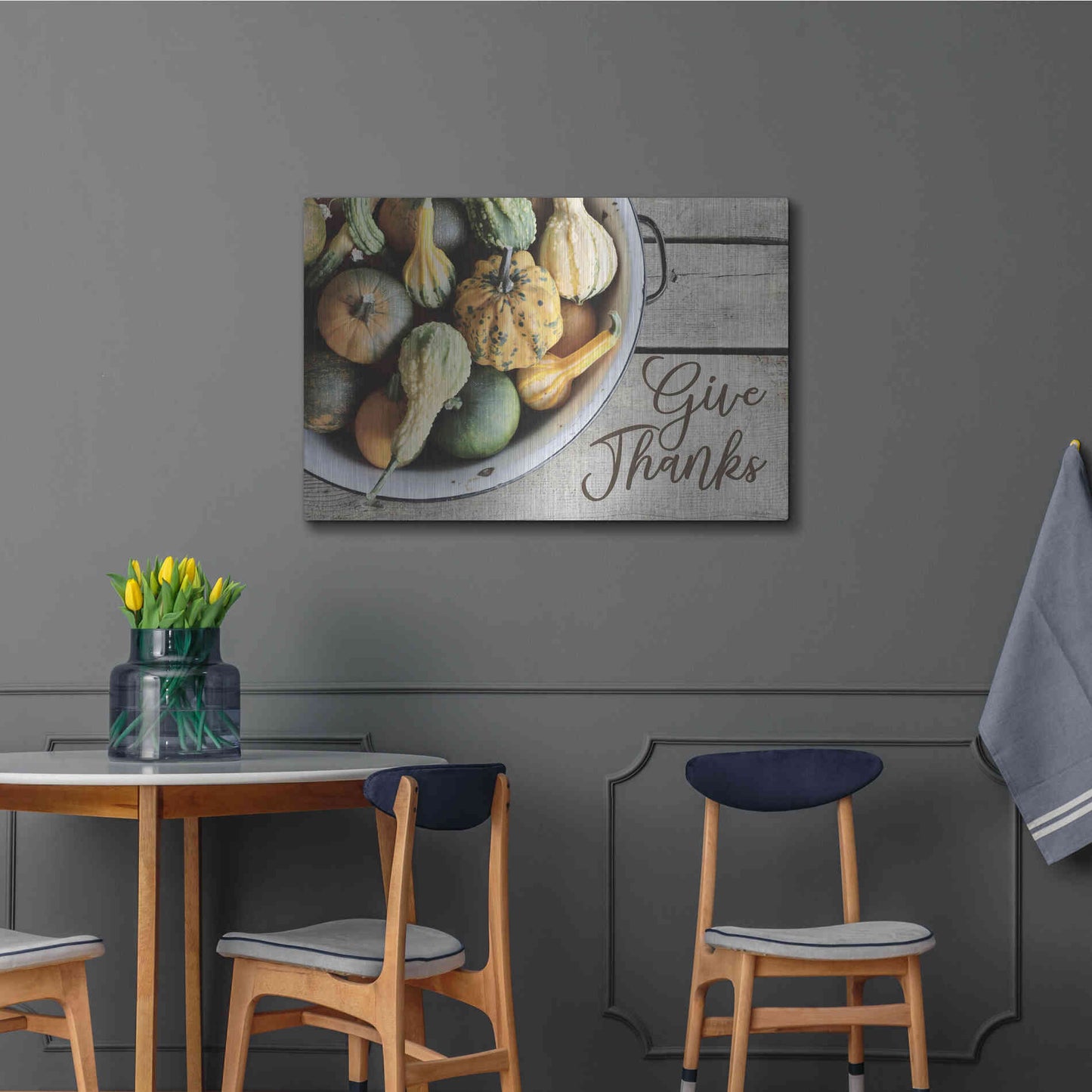 Luxe Metal Art 'Give Thanks' by Lori Deiter, Metal Wall Art,36x24