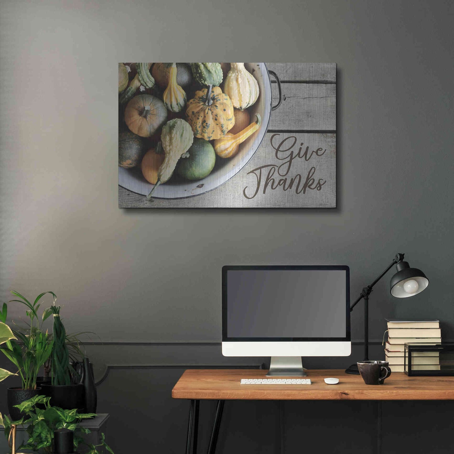 Luxe Metal Art 'Give Thanks' by Lori Deiter, Metal Wall Art,36x24