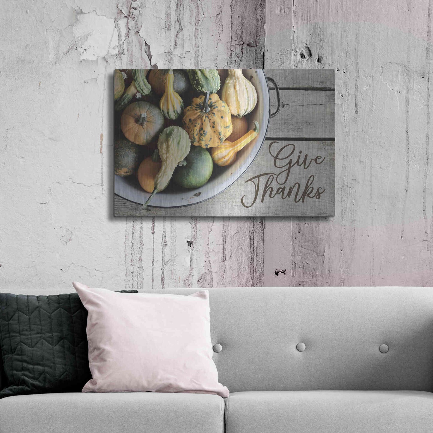 Luxe Metal Art 'Give Thanks' by Lori Deiter, Metal Wall Art,36x24