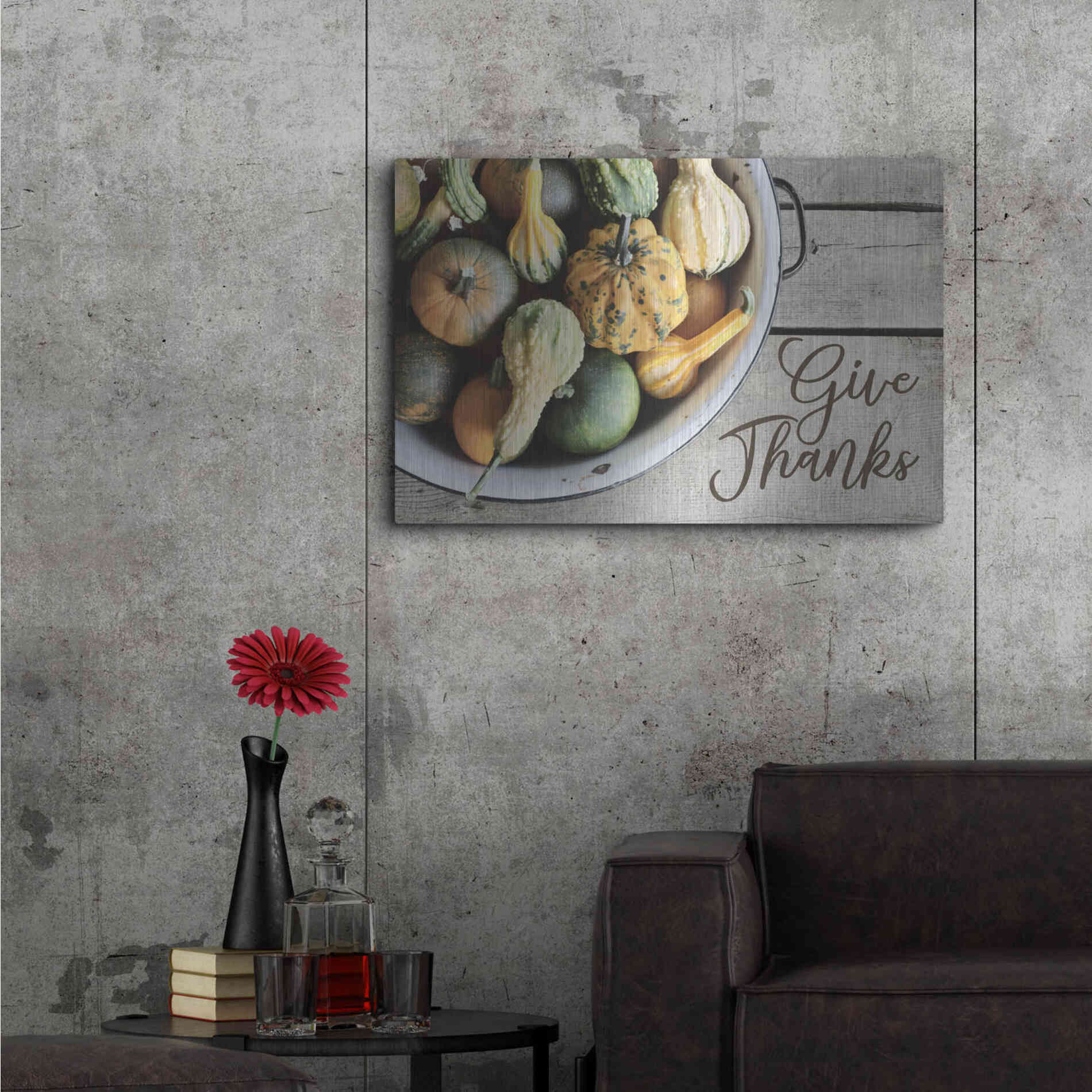 Luxe Metal Art 'Give Thanks' by Lori Deiter, Metal Wall Art,36x24