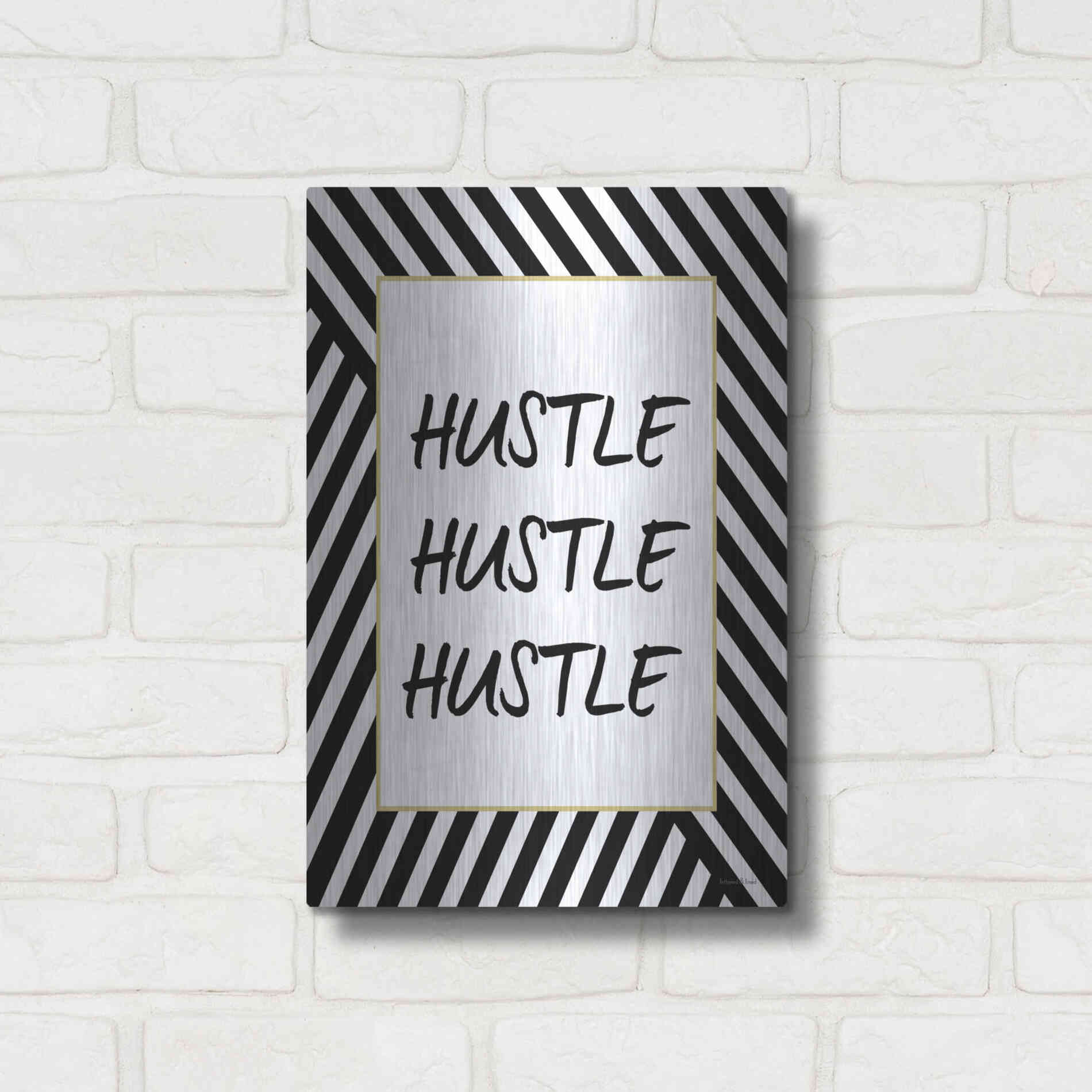 Luxe Metal Art 'Hustle' by Lettered & Lined, Metal Wall Art,12x16