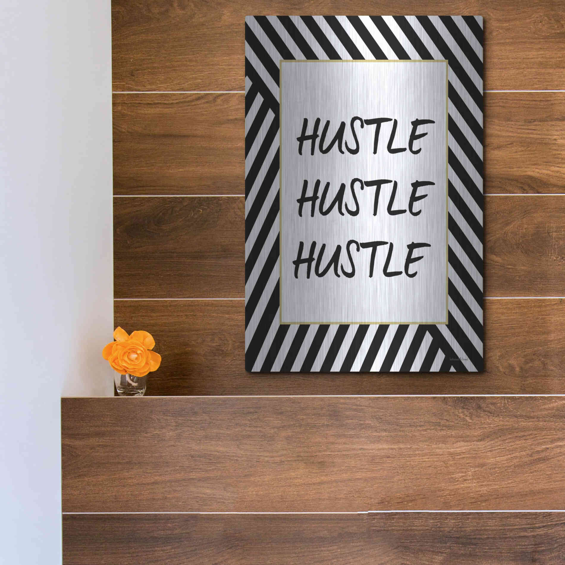 Luxe Metal Art 'Hustle' by Lettered & Lined, Metal Wall Art,12x16