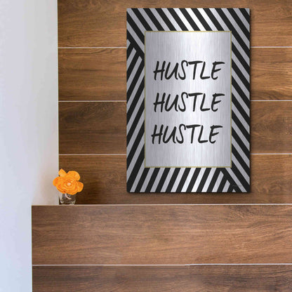 Luxe Metal Art 'Hustle' by Lettered & Lined, Metal Wall Art,12x16