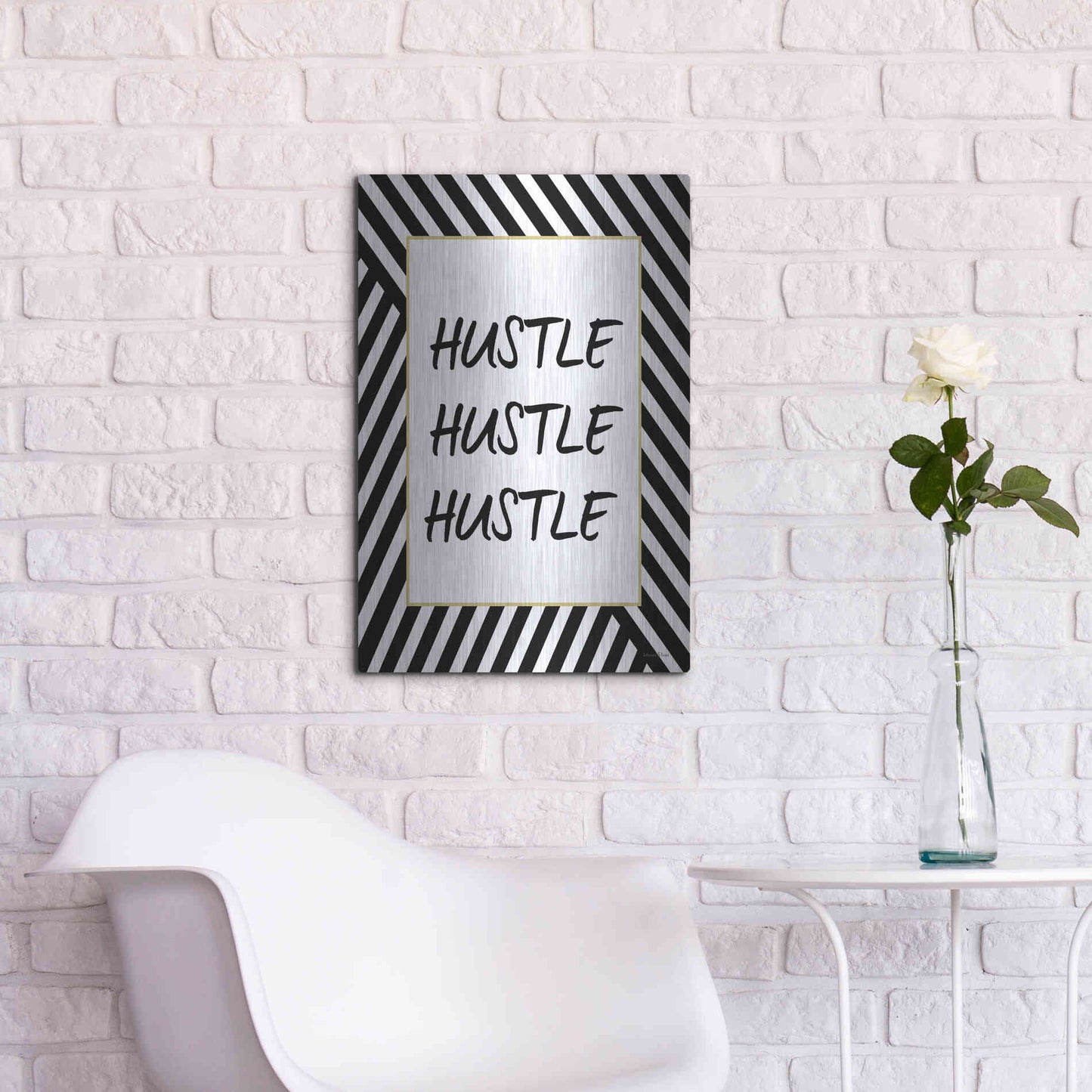 Luxe Metal Art 'Hustle' by Lettered & Lined, Metal Wall Art,16x24