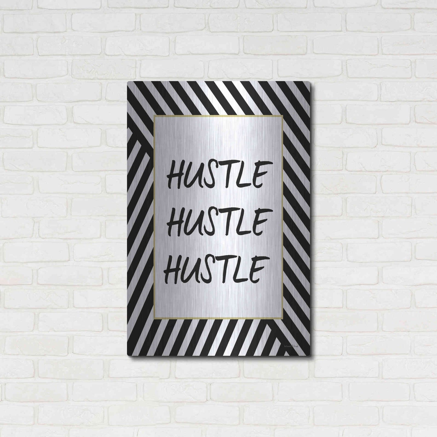 Luxe Metal Art 'Hustle' by Lettered & Lined, Metal Wall Art,24x36