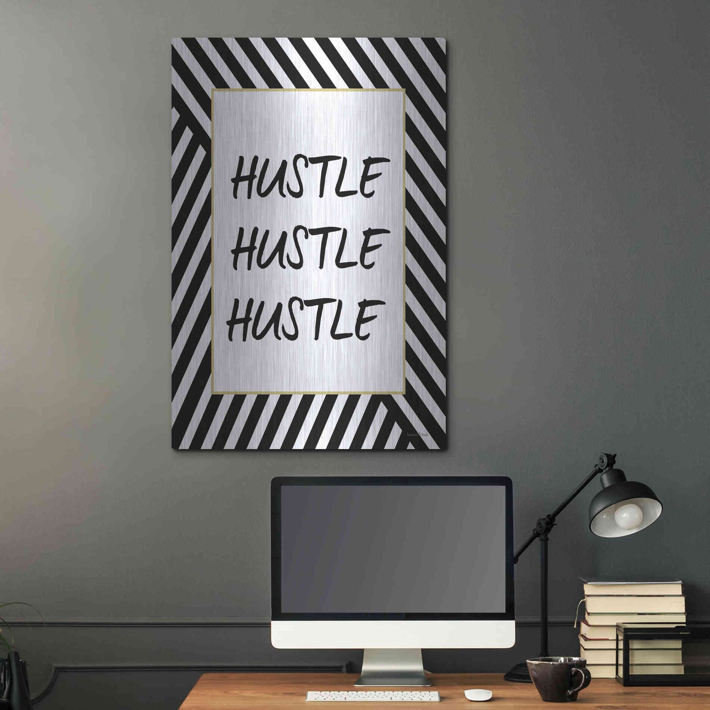 Luxe Metal Art 'Hustle' by Lettered & Lined, Metal Wall Art,24x36