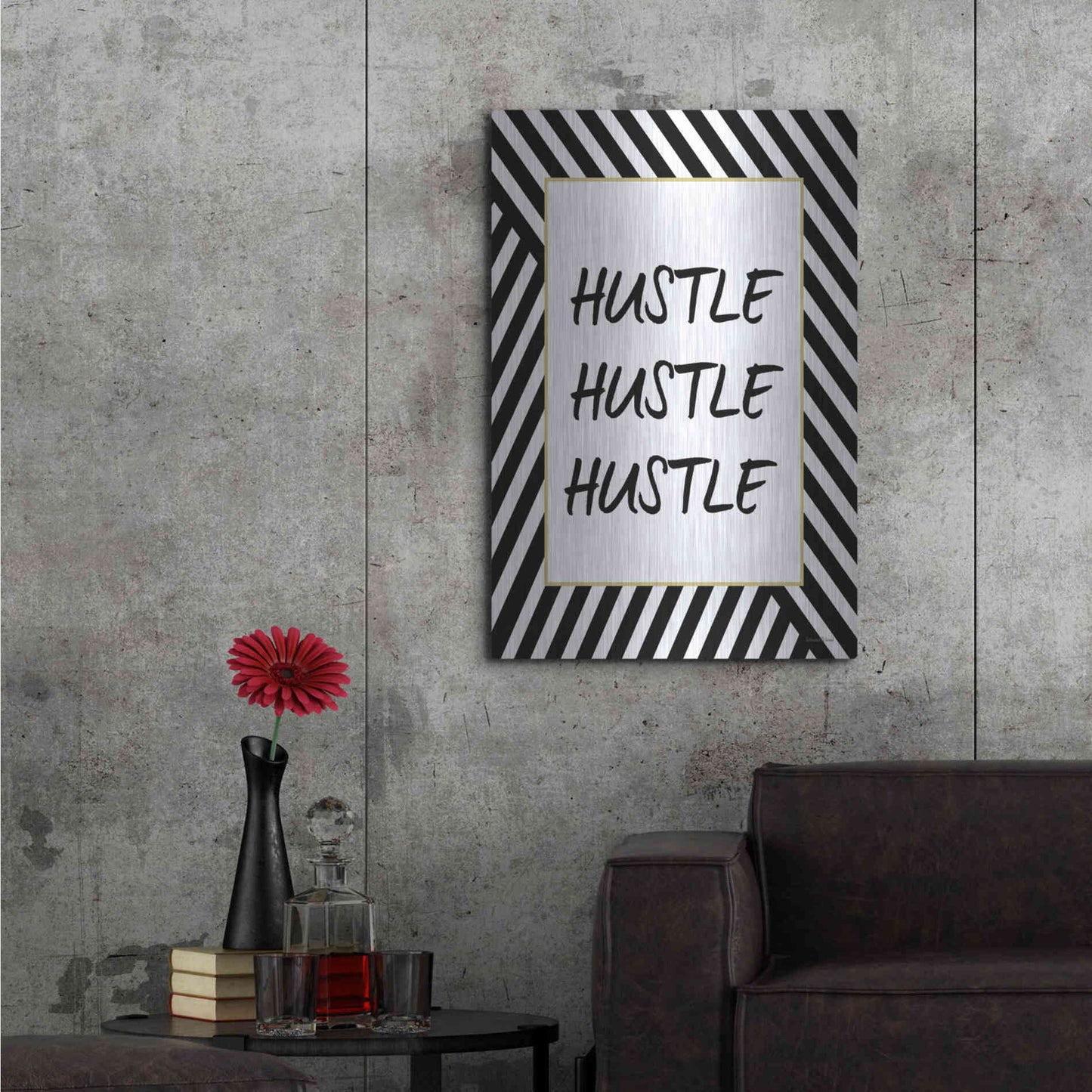 Luxe Metal Art 'Hustle' by Lettered & Lined, Metal Wall Art,24x36