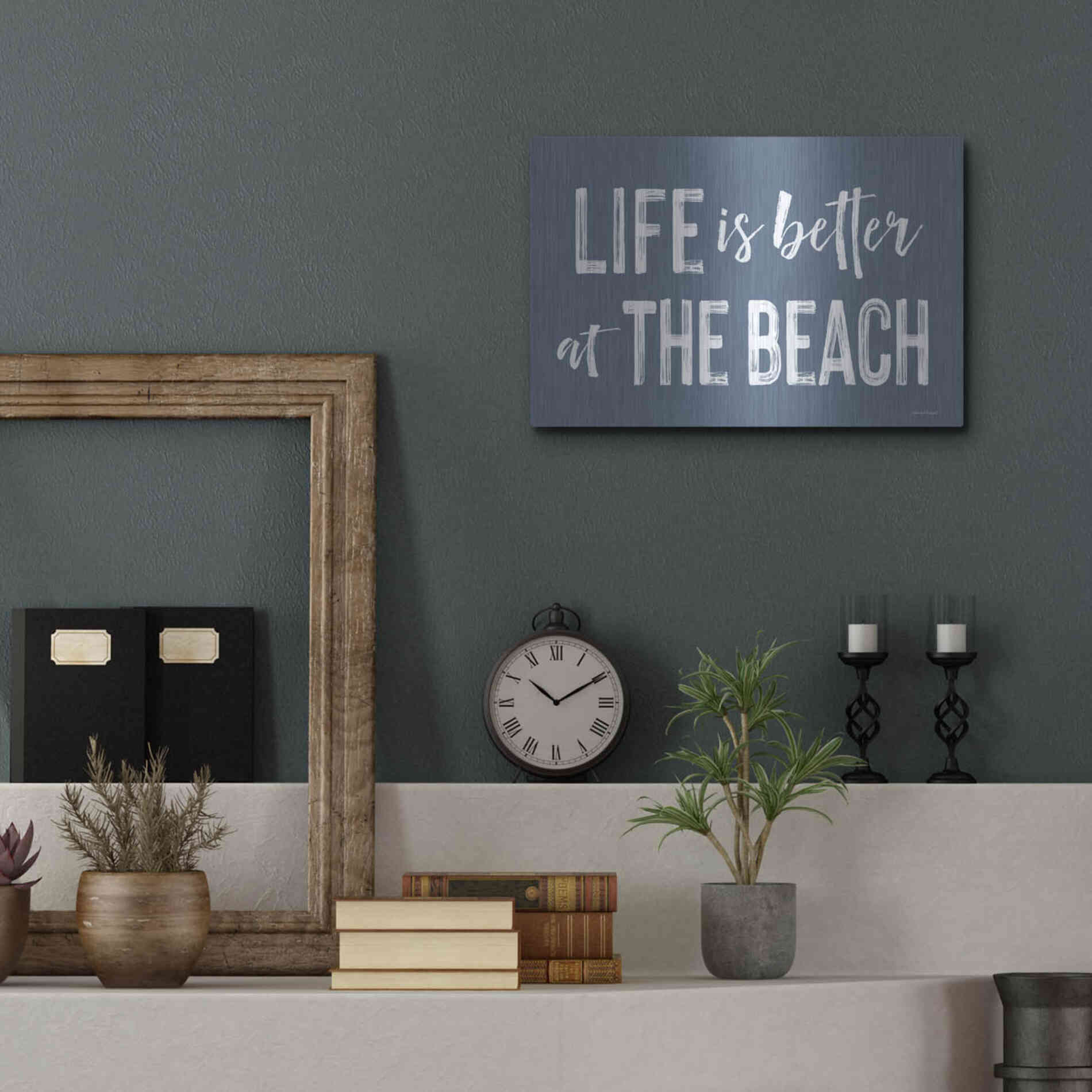 Luxe Metal Art 'Life is Better at the Beach' by Lettered & Lined, Metal Wall Art,16x12