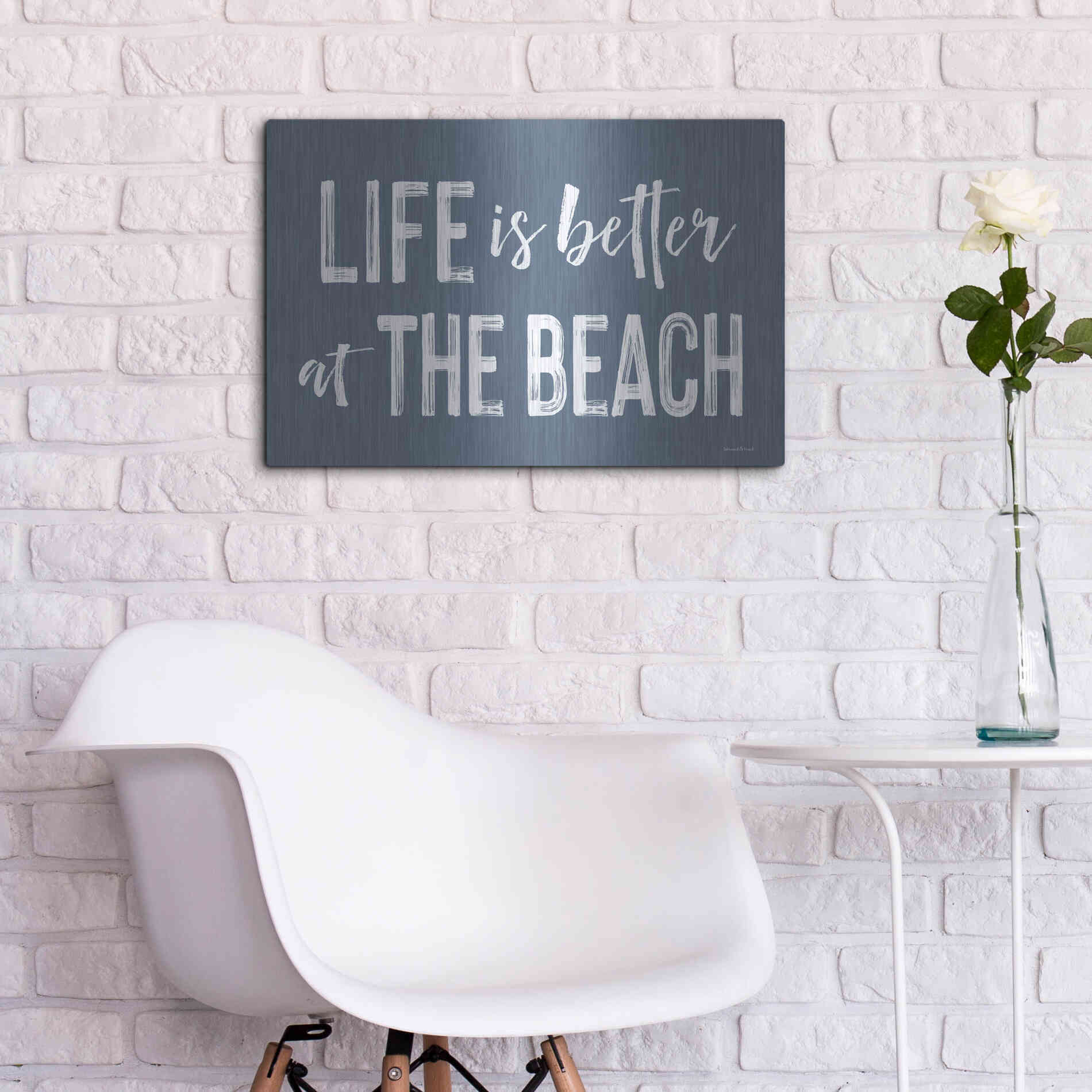 Luxe Metal Art 'Life is Better at the Beach' by Lettered & Lined, Metal Wall Art,24x16