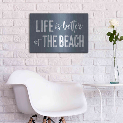 Luxe Metal Art 'Life is Better at the Beach' by Lettered & Lined, Metal Wall Art,24x16