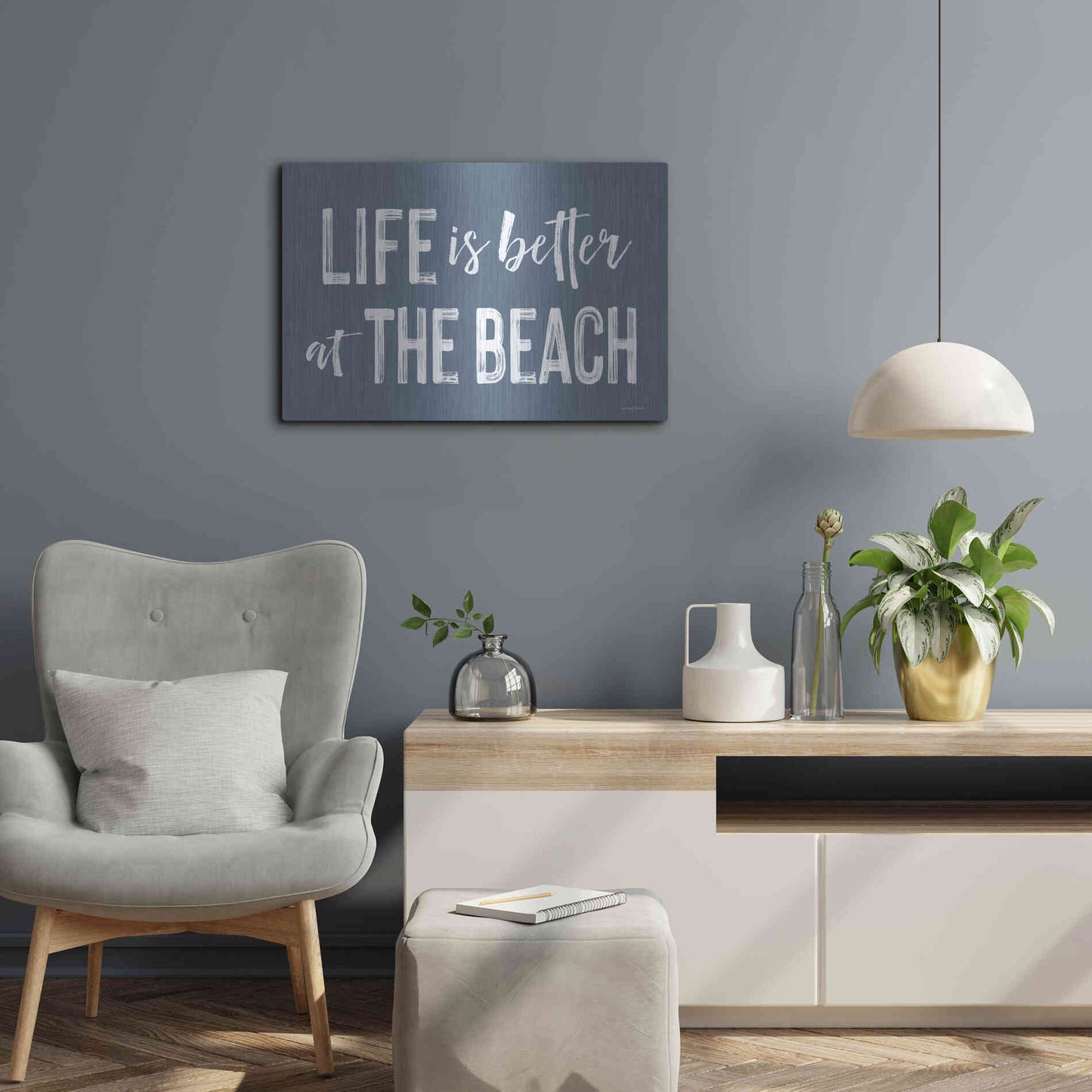 Luxe Metal Art 'Life is Better at the Beach' by Lettered & Lined, Metal Wall Art,24x16