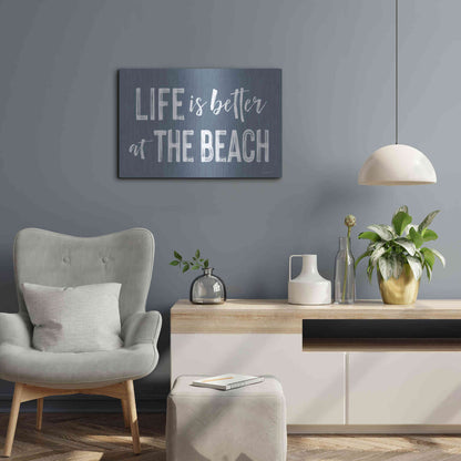 Luxe Metal Art 'Life is Better at the Beach' by Lettered & Lined, Metal Wall Art,24x16