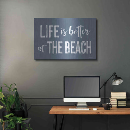 Luxe Metal Art 'Life is Better at the Beach' by Lettered & Lined, Metal Wall Art,36x24