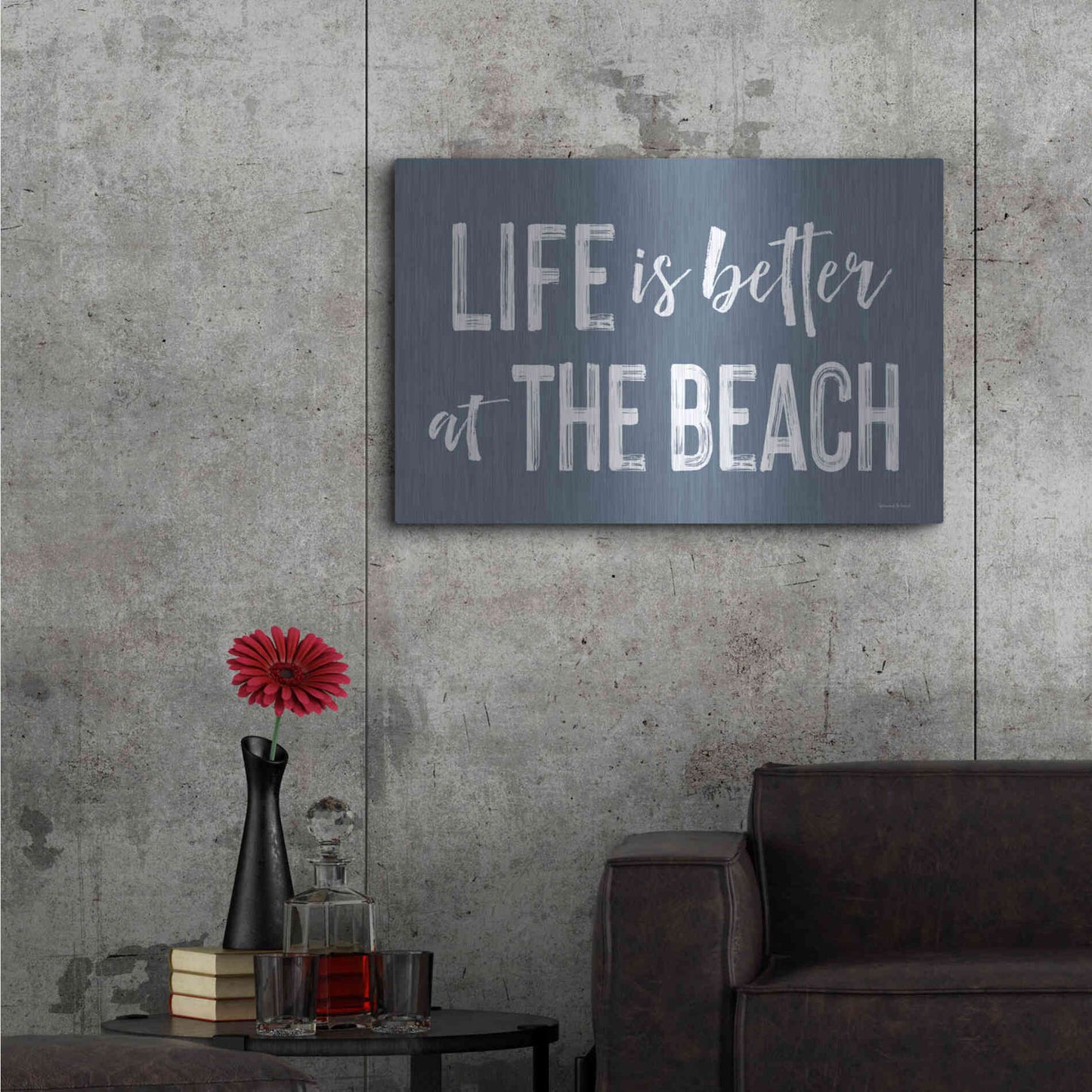 Luxe Metal Art 'Life is Better at the Beach' by Lettered & Lined, Metal Wall Art,36x24
