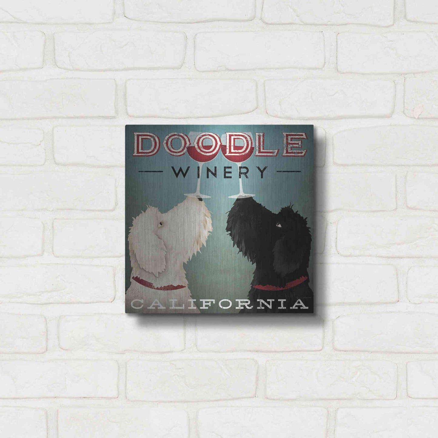 Luxe Metal Art 'Doodle Wine' by Ryan Fowler, Metal Wall Art,12x12