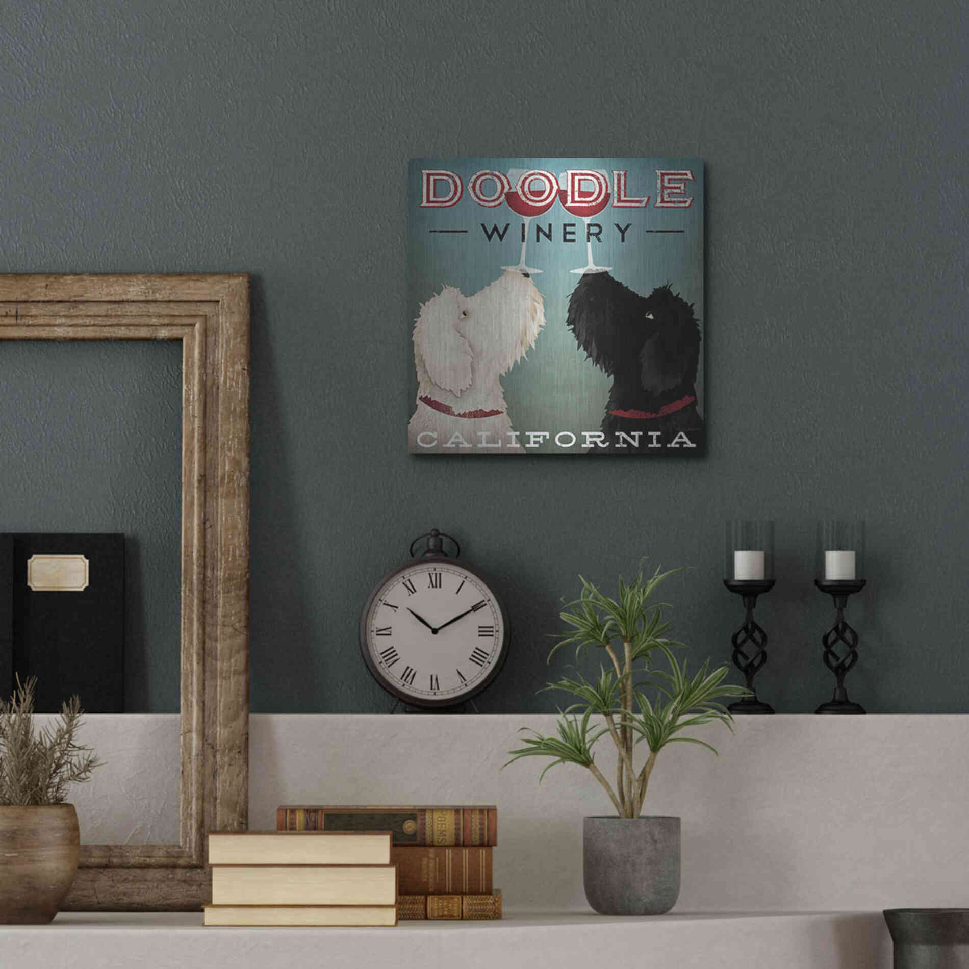 Luxe Metal Art 'Doodle Wine' by Ryan Fowler, Metal Wall Art,12x12