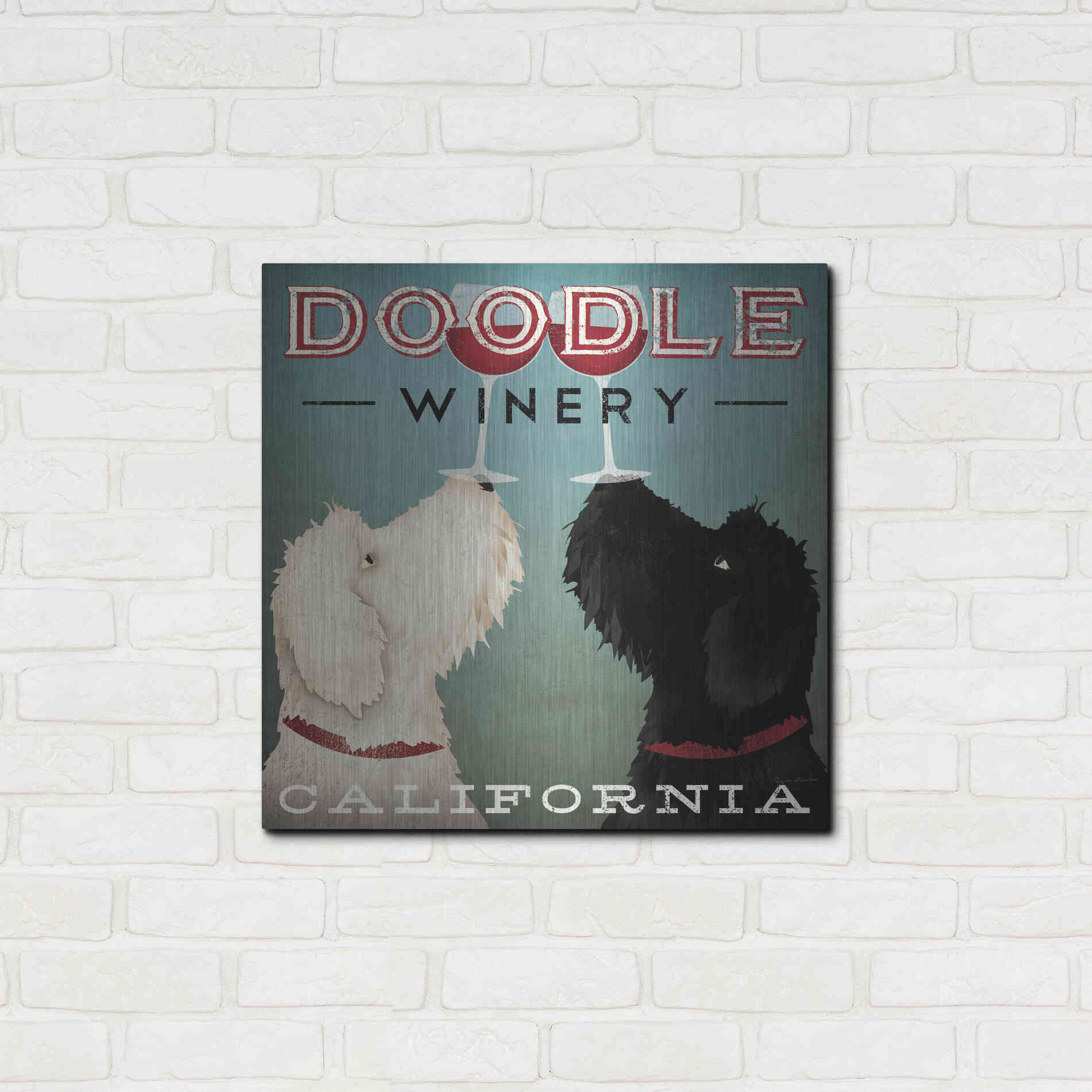 Luxe Metal Art 'Doodle Wine' by Ryan Fowler, Metal Wall Art,24x24