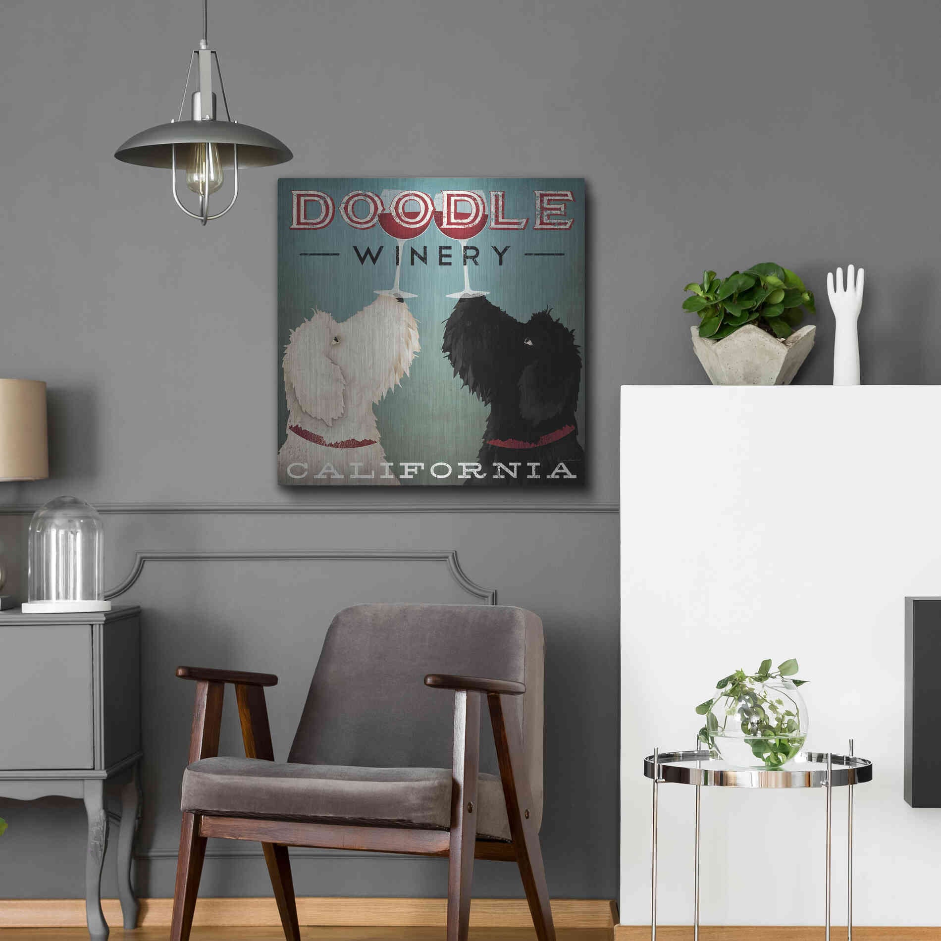 Luxe Metal Art 'Doodle Wine' by Ryan Fowler, Metal Wall Art,24x24