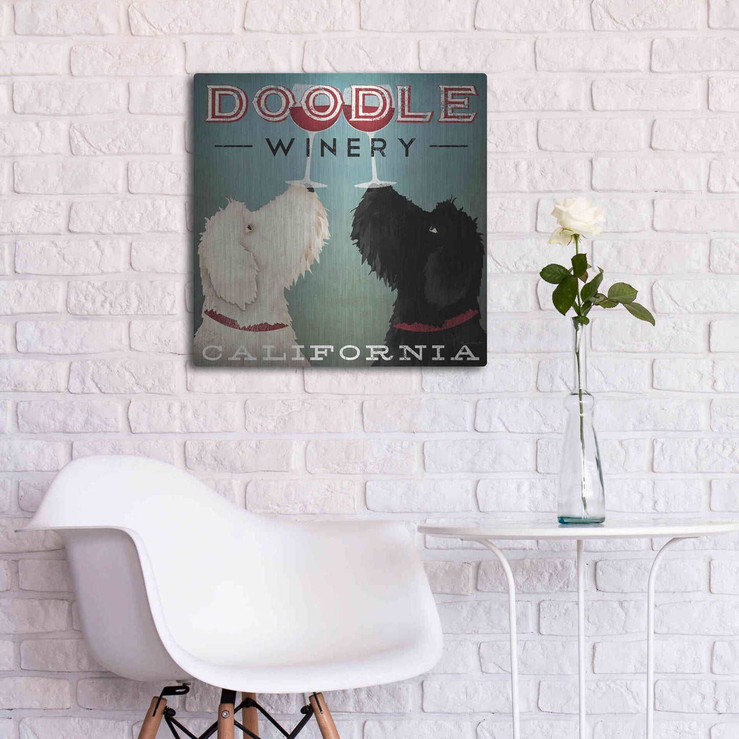 Luxe Metal Art 'Doodle Wine' by Ryan Fowler, Metal Wall Art,24x24