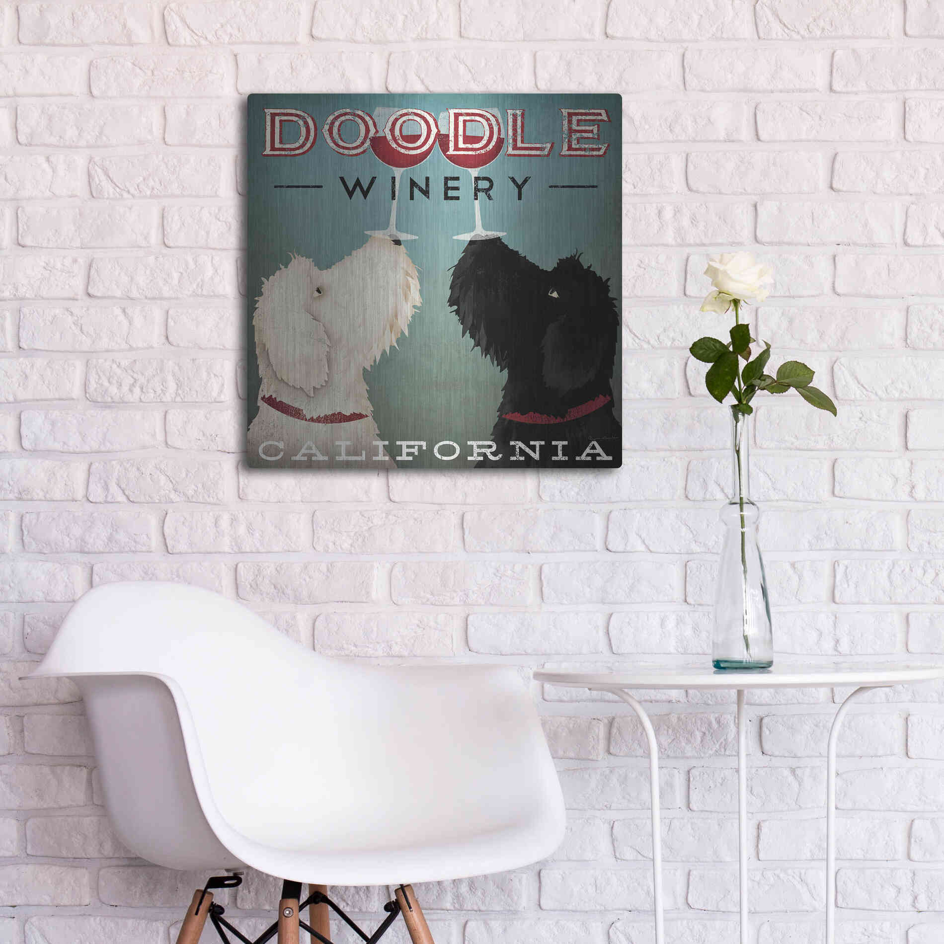 Luxe Metal Art 'Doodle Wine' by Ryan Fowler, Metal Wall Art,24x24