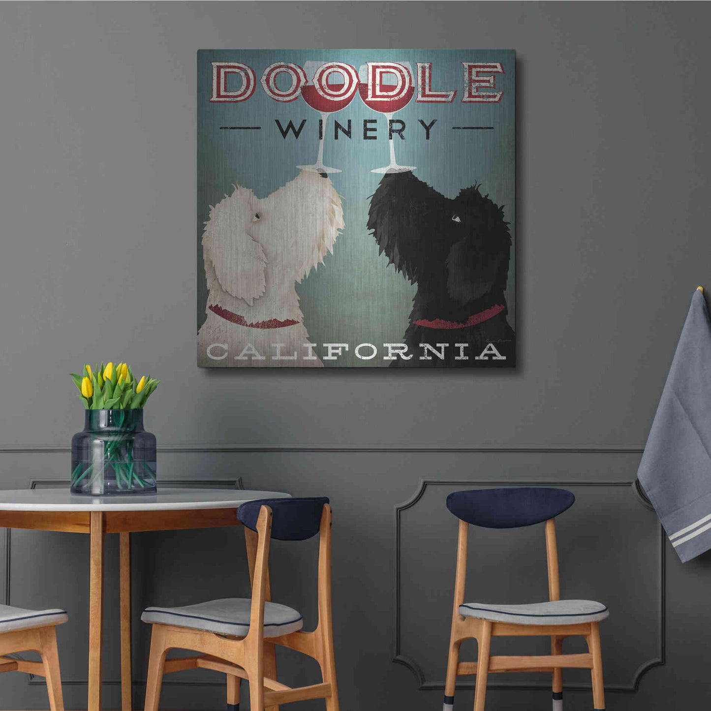 Luxe Metal Art 'Doodle Wine' by Ryan Fowler, Metal Wall Art,36x36